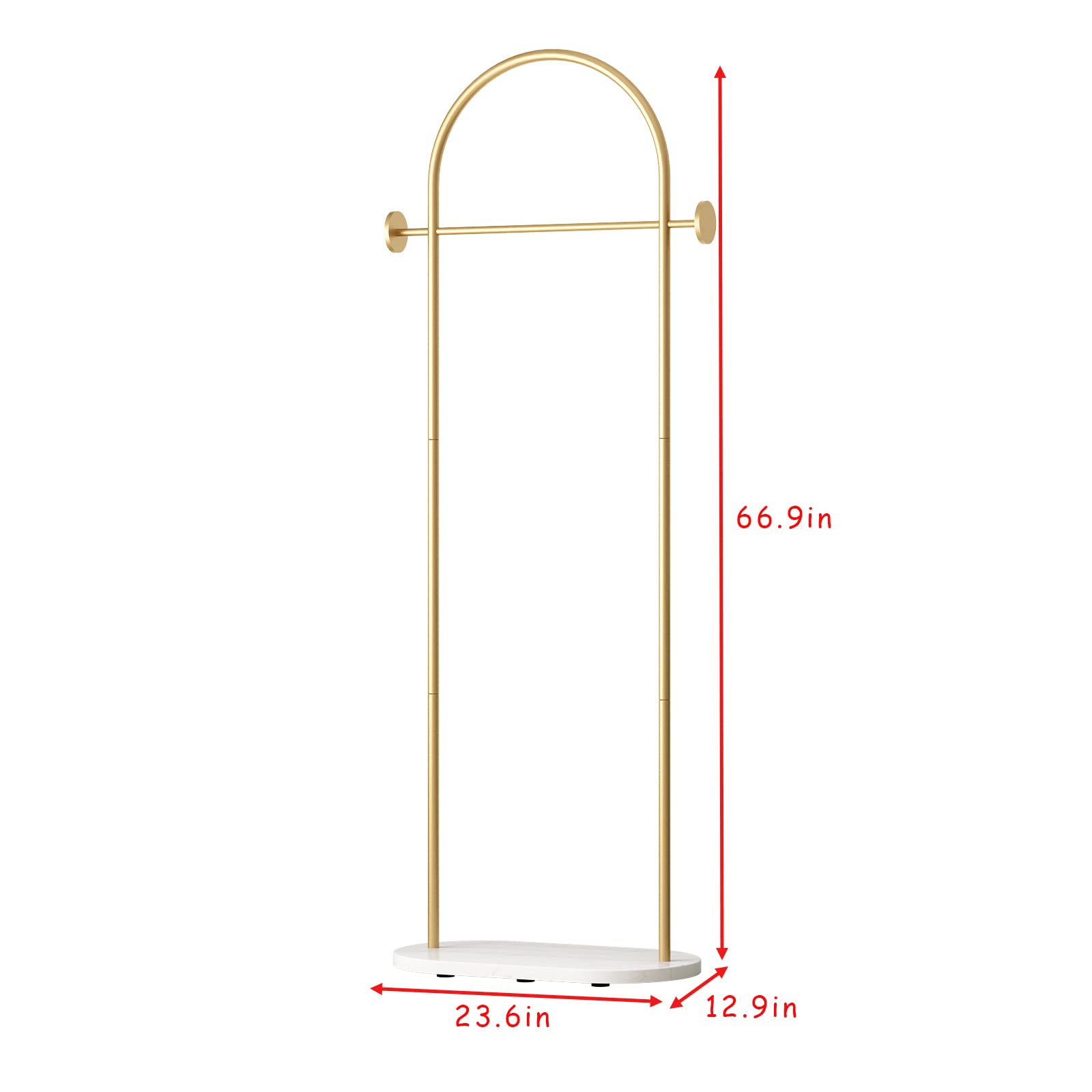 DR.IRON Modern Gold Freestanding Clothes Rack with Shelves - Heavy Duty Coat Hanger Stand with Marble Base & Umbrella Holder for Entryway, Hallway, Office or Bedroom - Perfect for Organizing Jackets, Hats & Accessories in Small Spaces