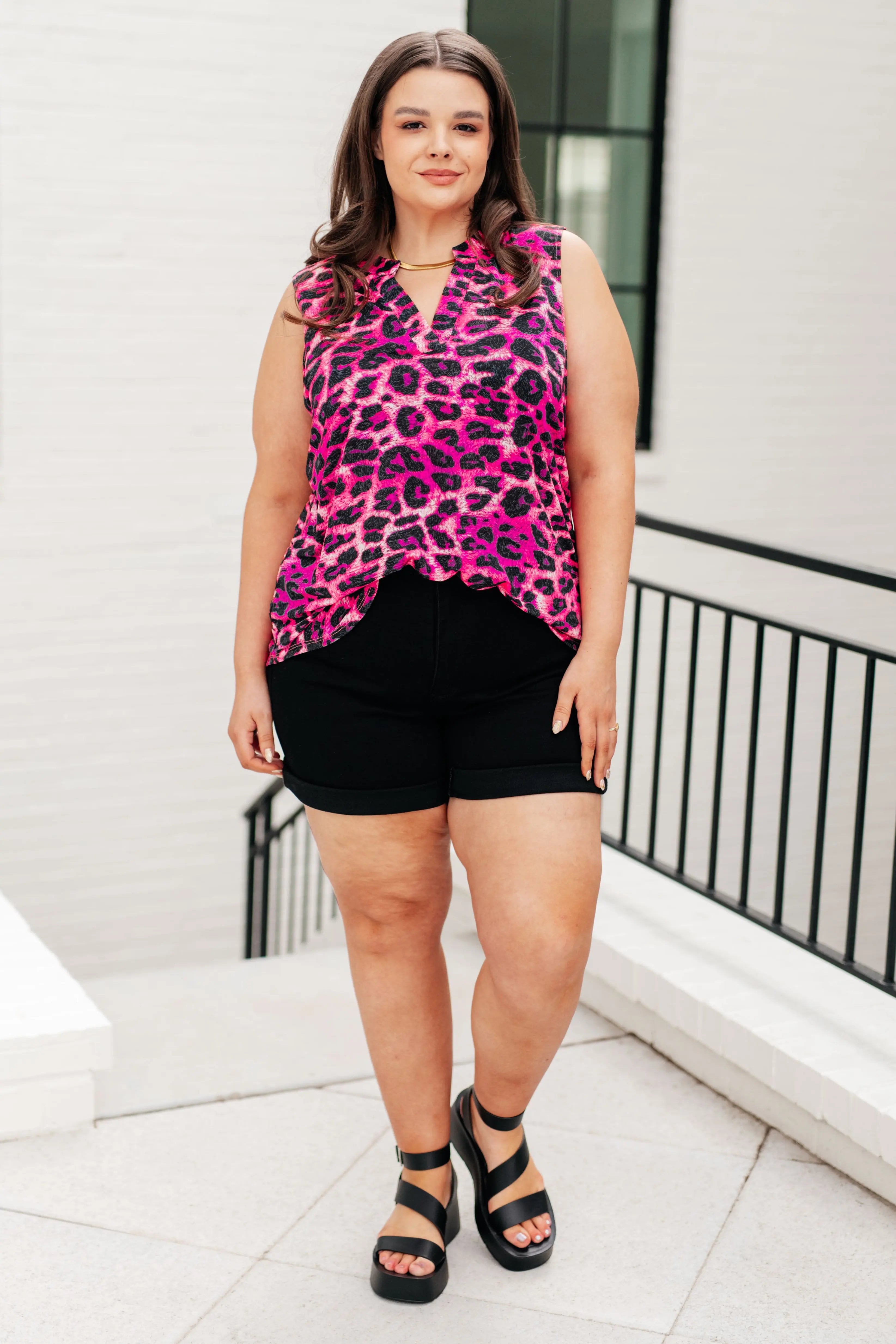 Lizzy Women's Pink Multi Leopard Print Tank Top - Soft Stretchy Camisole for Summer, Gym, Yoga & Casual Wear
