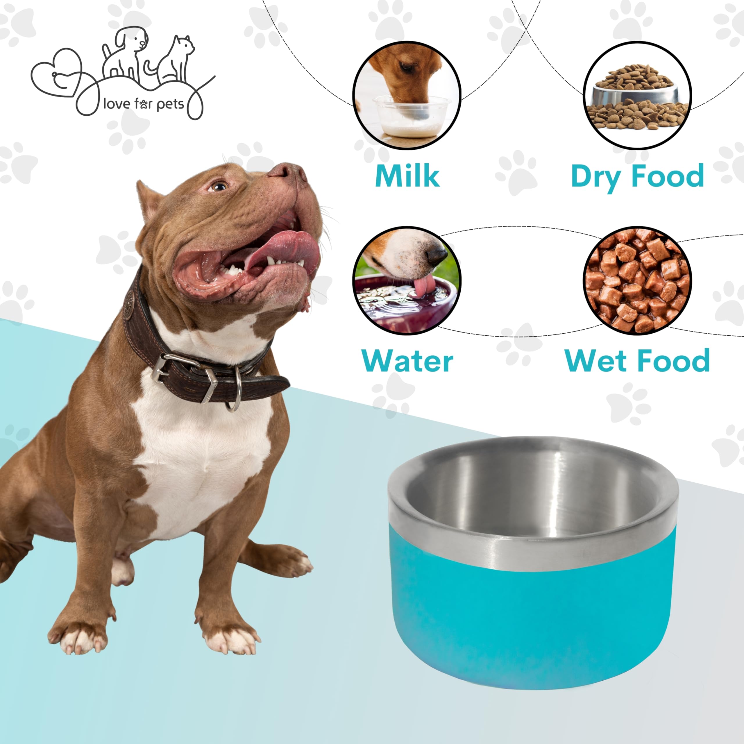 Stainless Steel Pet Bowl - Double Walled Vacuum Insulated for Dogs & Cats - Keeps Food Fresh - Perfect for Travel & Home Use