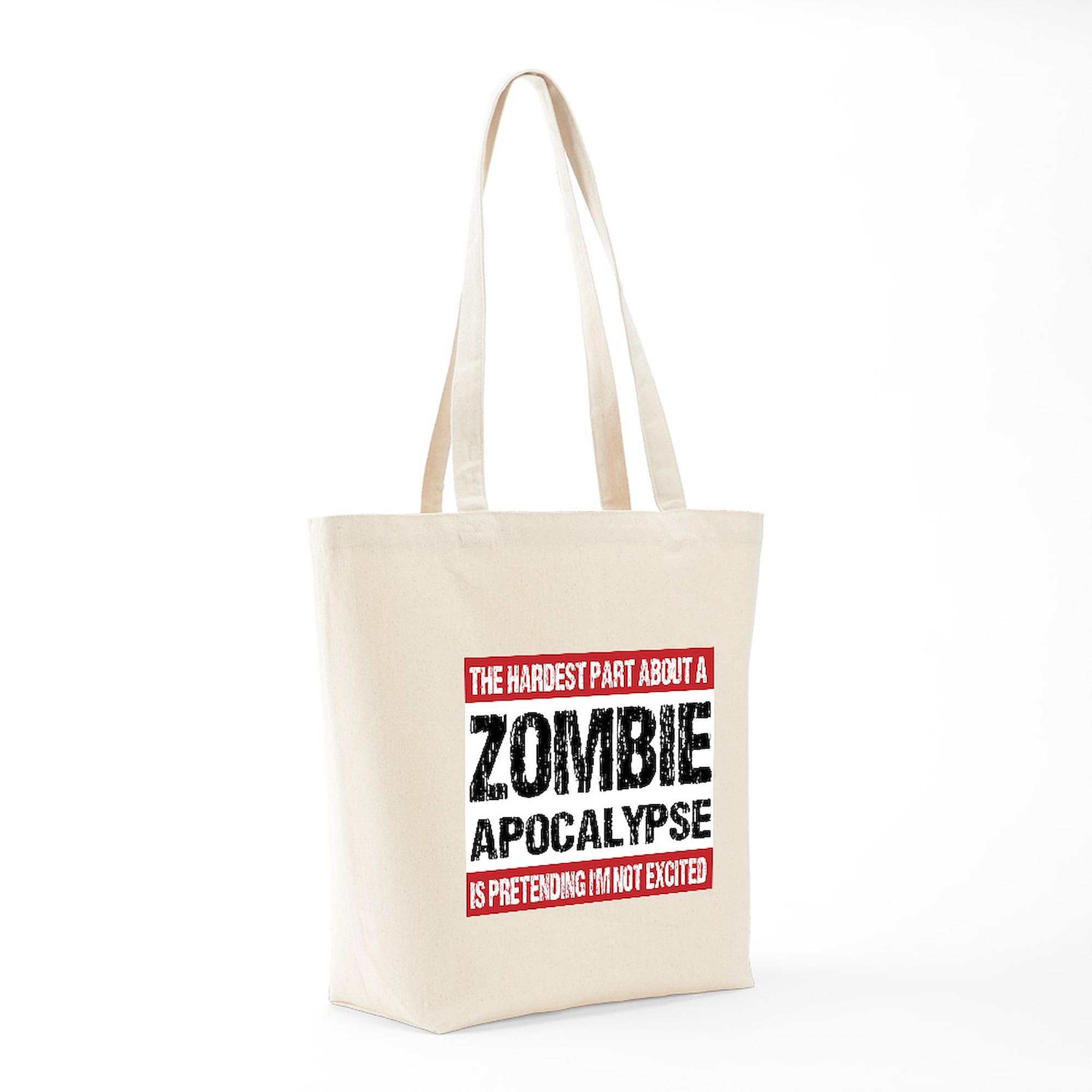 Zombie Apocalypse The Hardest Part Natural Canvas Tote Bag - Reusable Grocery Shopping Bag for Women & Men, Perfect for Groceries, Beach, Work & School