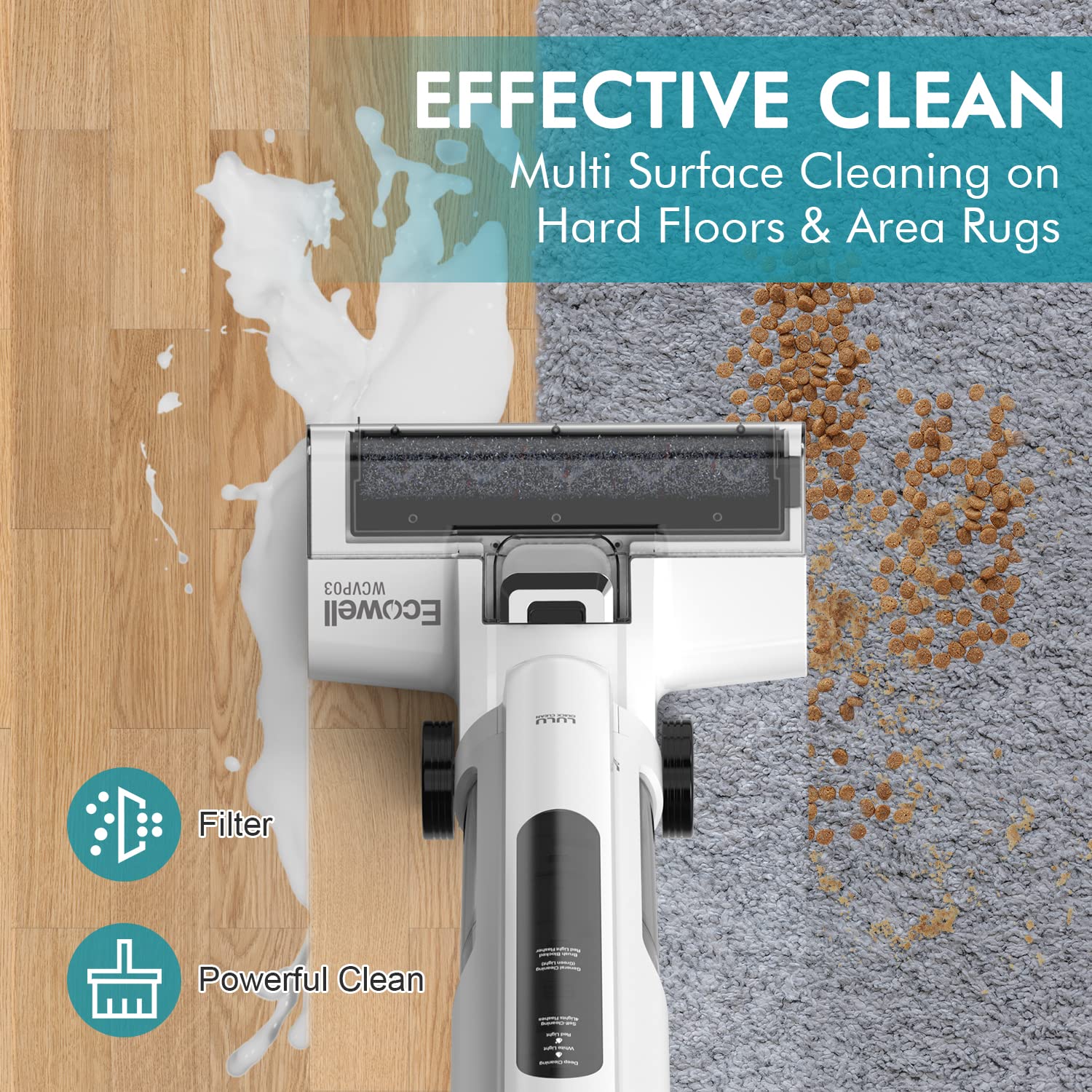 Ecowell Cordless Wet Dry Vacuum Cleaner and Mop - Self-Cleaning 2-in-1 for Hard Floors & Area Rugs | Lightweight 8.2lbs | Perfect for Pet Hair, Spills & Daily Home Cleaning