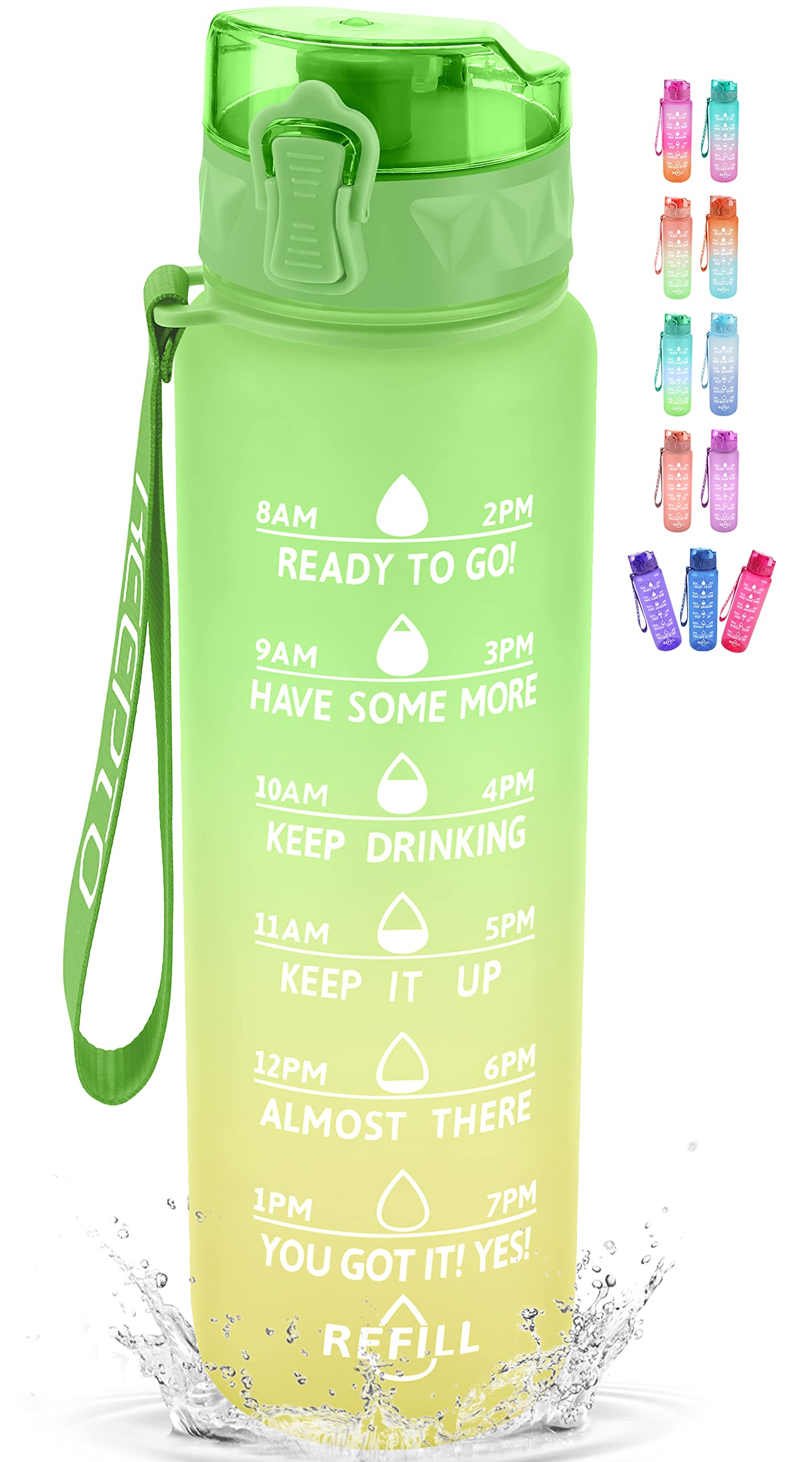 KEEPTO 32oz Insulated Water Bottle with Straw & Filter - BPA Free Leak Proof Sports Water Jug with Time Marker - Perfect for Gym, School, Hiking & Outdoor Activities