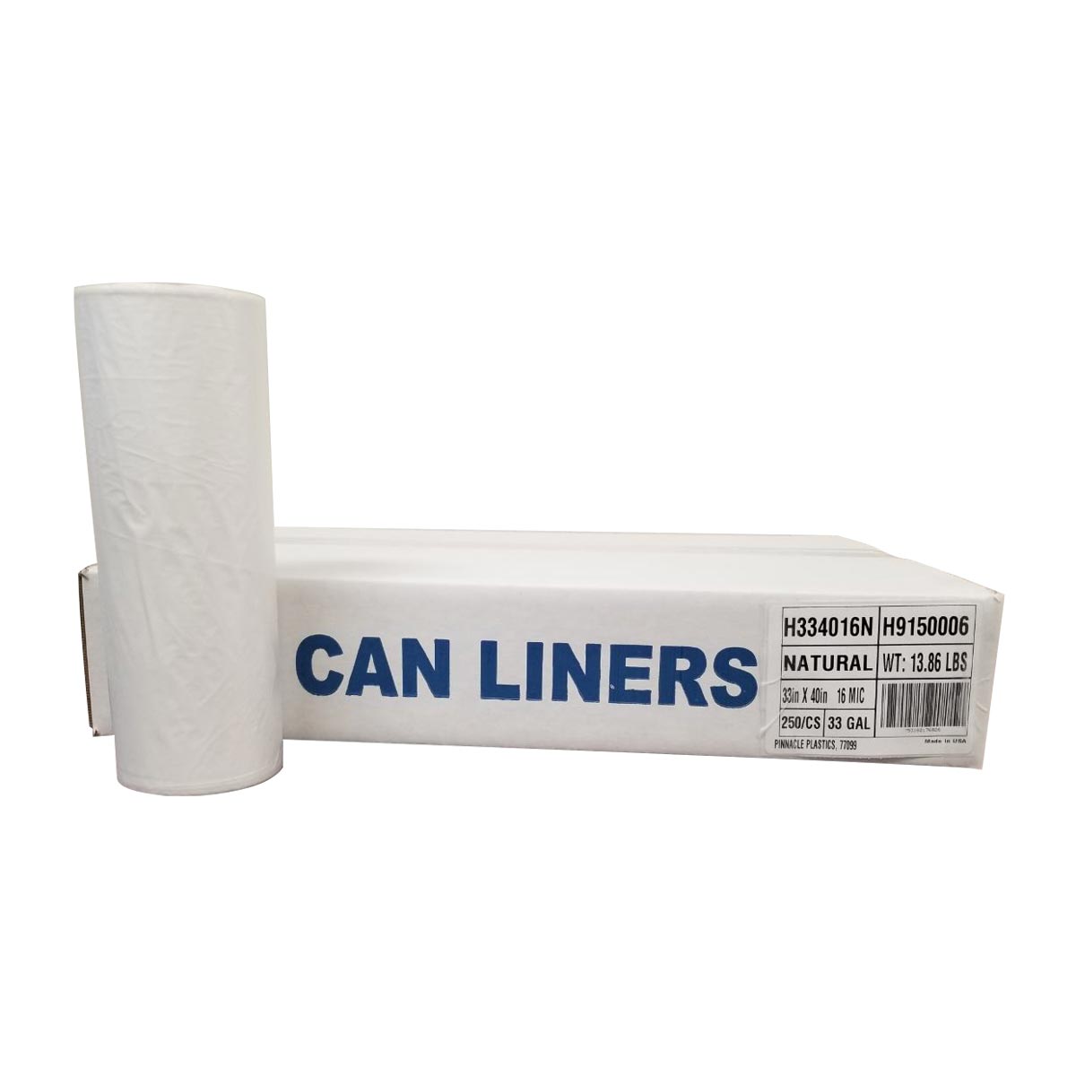 33 Gallon Clear Can Liners - Pack of 250 | Heavy-Duty Trash Bags for Kitchen, Office & Commercial Use | Leak-Proof Waste Disposal Solution