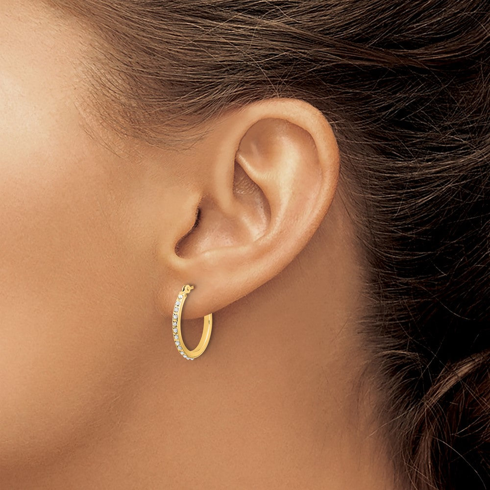 14K Gold Diamond Hoop Earrings for Women - Polished & Elegant DF347 - Perfect for Parties, Weddings & Everyday Wear