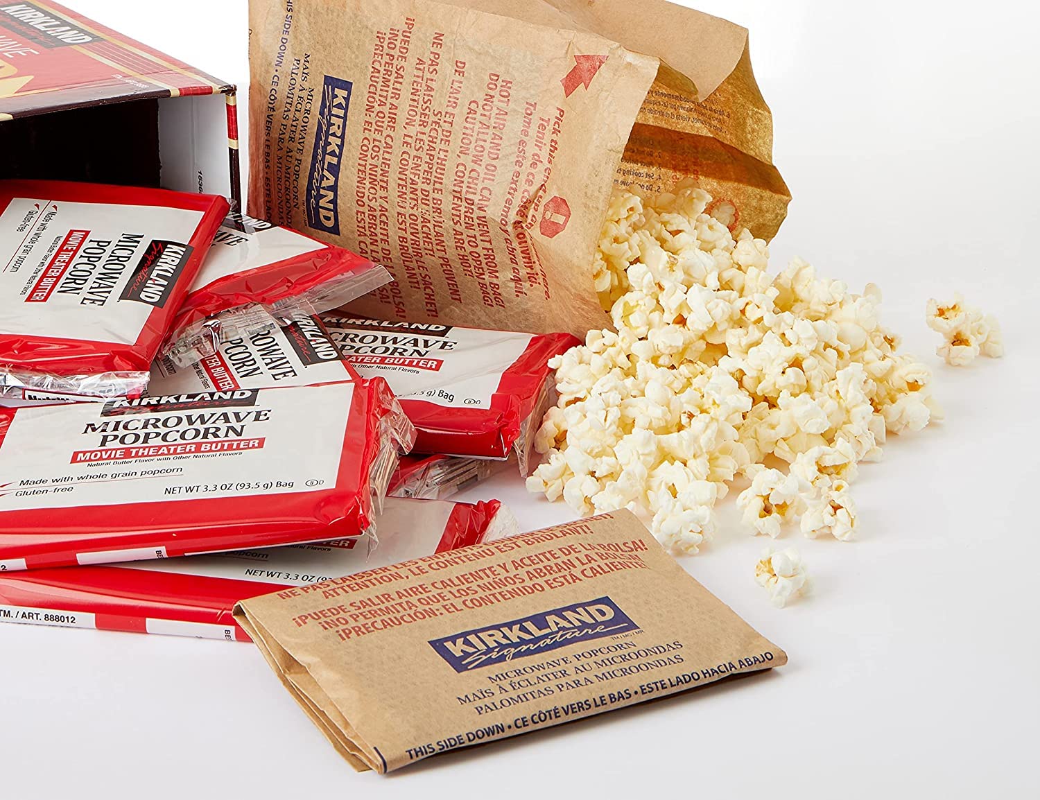 Kirkland Microwave Popcorn - 8 Count (3.3 oz Bags) - Butter Flavored, Non-GMO, Quick & Easy Snack for Movie Nights, Office Breaks & Family Gatherings