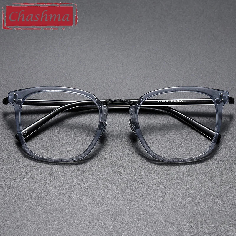 Unisex Square Acetate Titanium Frame Eyeglasses 82044 - Lightweight & Durable for Men & Women - Perfect for Reading, Work & Fashion Accessory