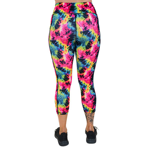 Vibrant Neon Tie Dye Leggings for Women - High Waisted Yoga Pants with Stretchy Comfort - Perfect for Workouts, Gym, Dance & Festival Fashion