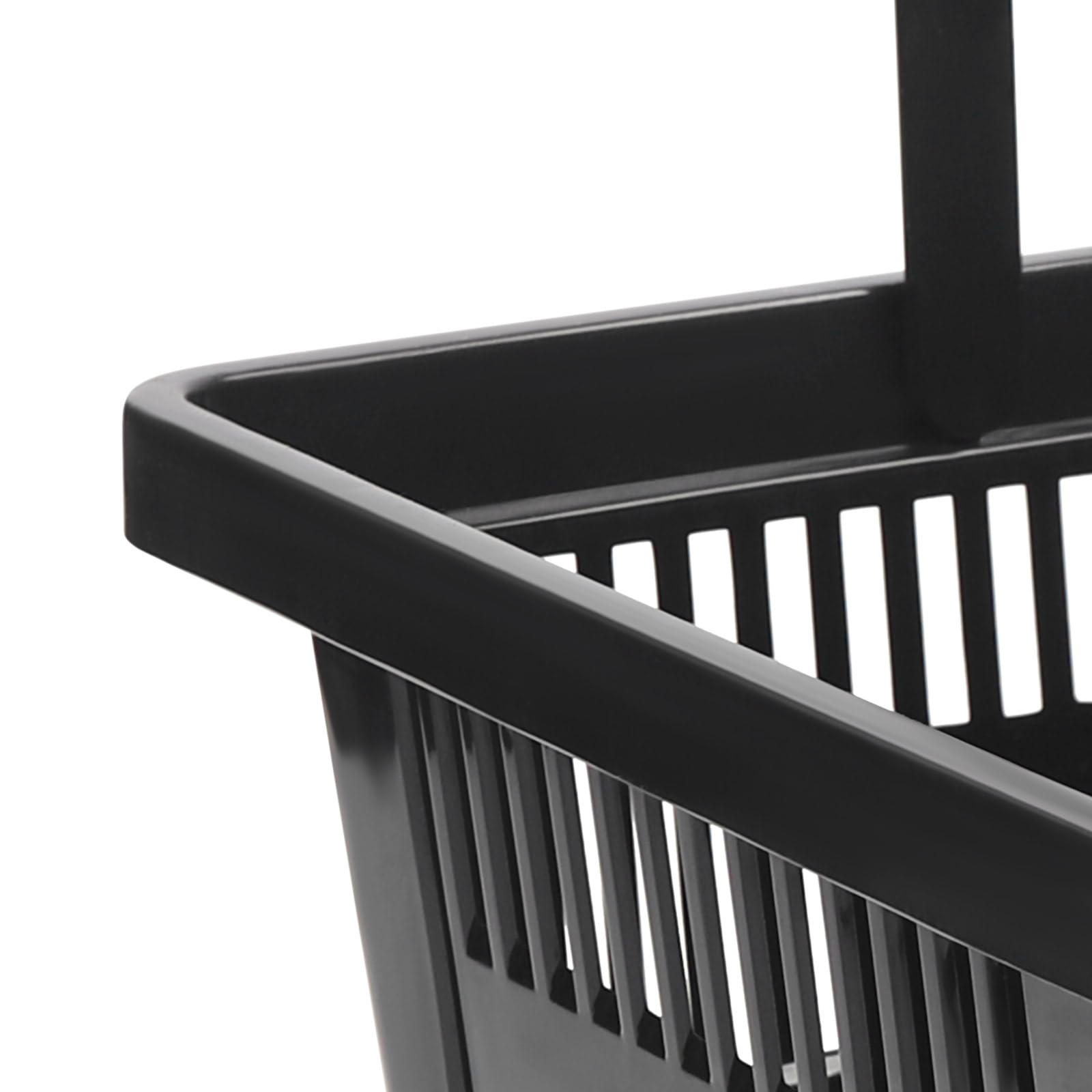 12PCS Collapsible Plastic Shopping Baskets with Handles - 28L Durable Black Storage Baskets for Supermarket, Grocery Store & Retail - Perfect for Shopping, Organizing & Display (Home, Office, Warehouse Use)