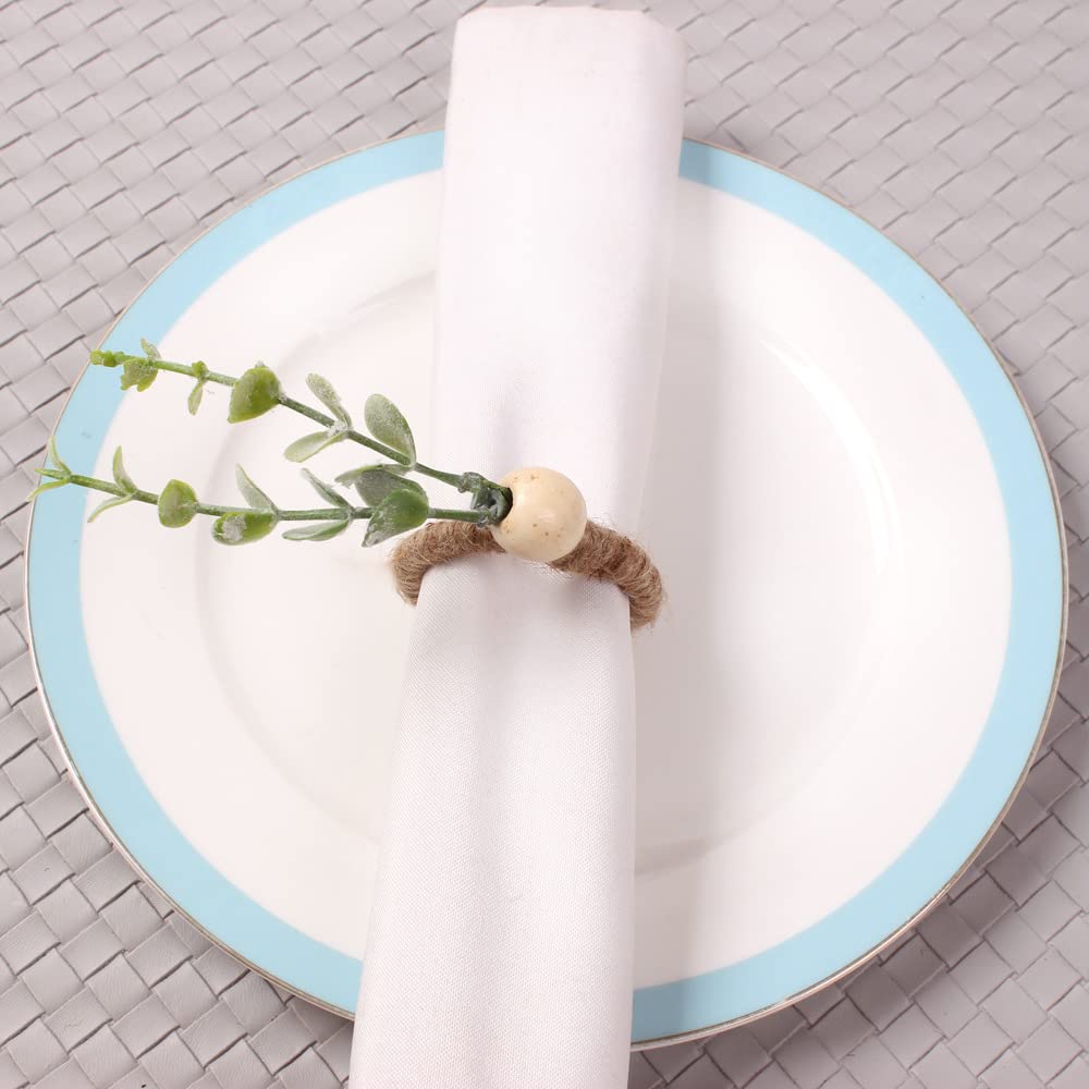 6 Pack Floral Napkin Rings Set - Rose Vine Design Napkin Holders for Spring Table Decor, Wedding, Party, and Home Dining Accessories - Aquatic Plants Theme