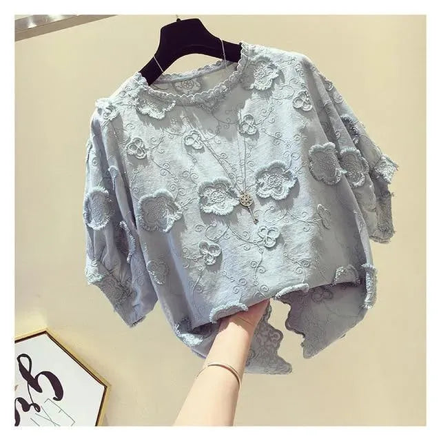 Odeya Floral Blouse for Women - Elegant O Neck Top with Floral Print - Perfect for Office, Party & Casual Wear