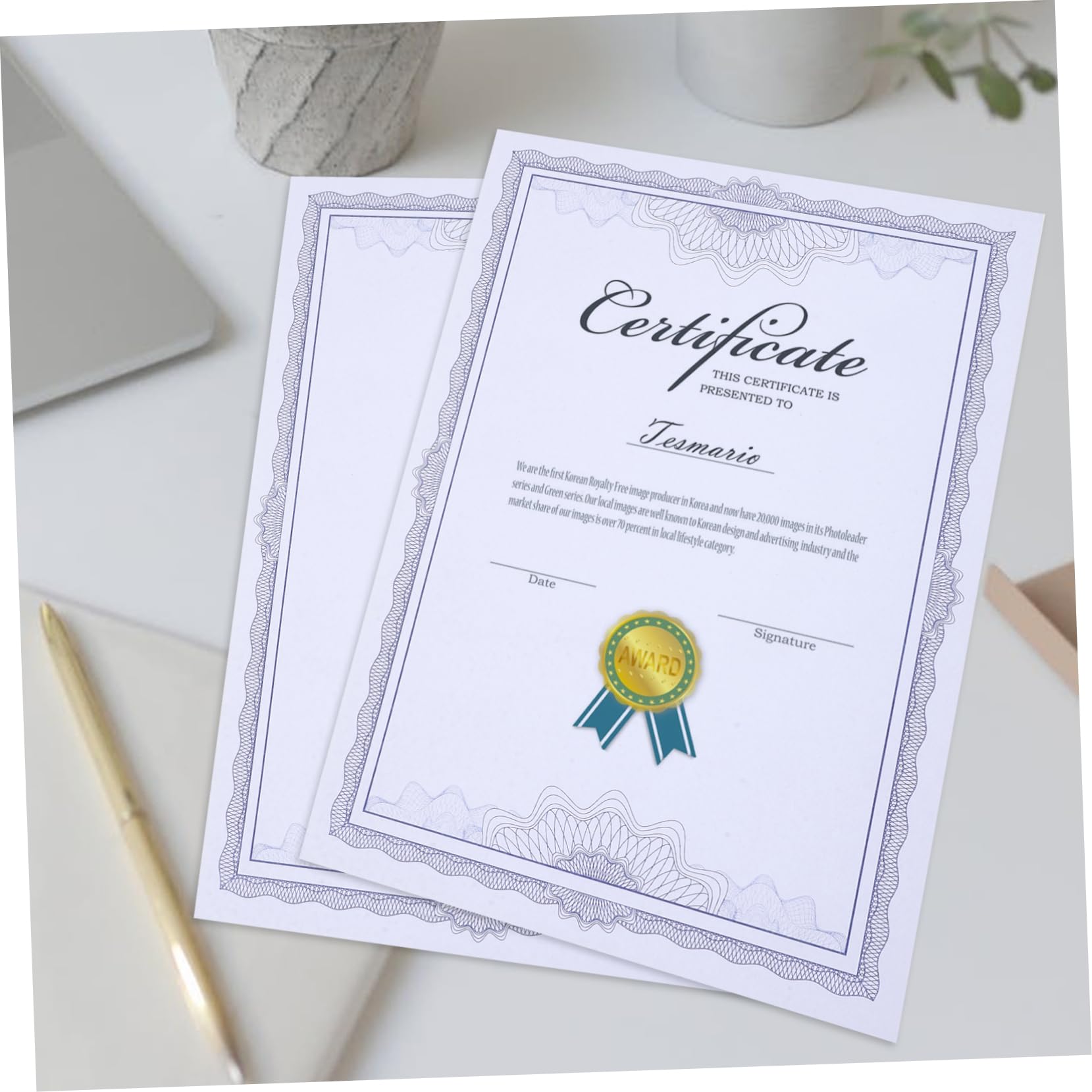 COHEALI 100 Sheets Blank Award Certificate Paper - Premium Graduation Diploma Paper for Academic Awards, Employee Recognition & Honor Certificates - Perfect for Schools, Offices & Special Events