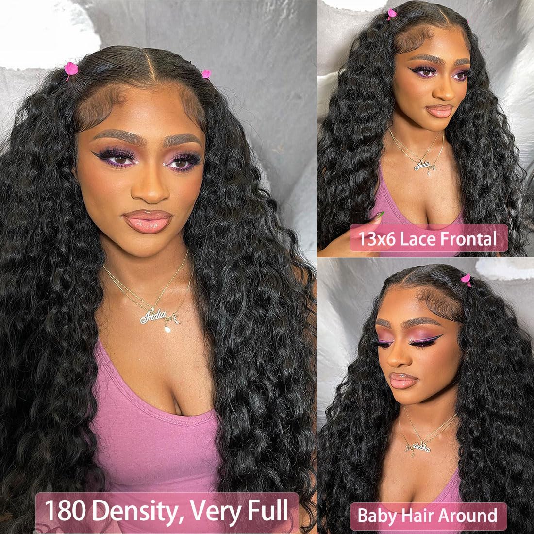 13x6 Deep Wave Lace Front Wigs Human Hair 180% Density, 30 Inch Curly Lace Frontal Wig with Pre-Plucked Hairline & Baby Hair - Natural Looking Wigs for Women, Perfect for Daily Wear, Parties & Special Occasions