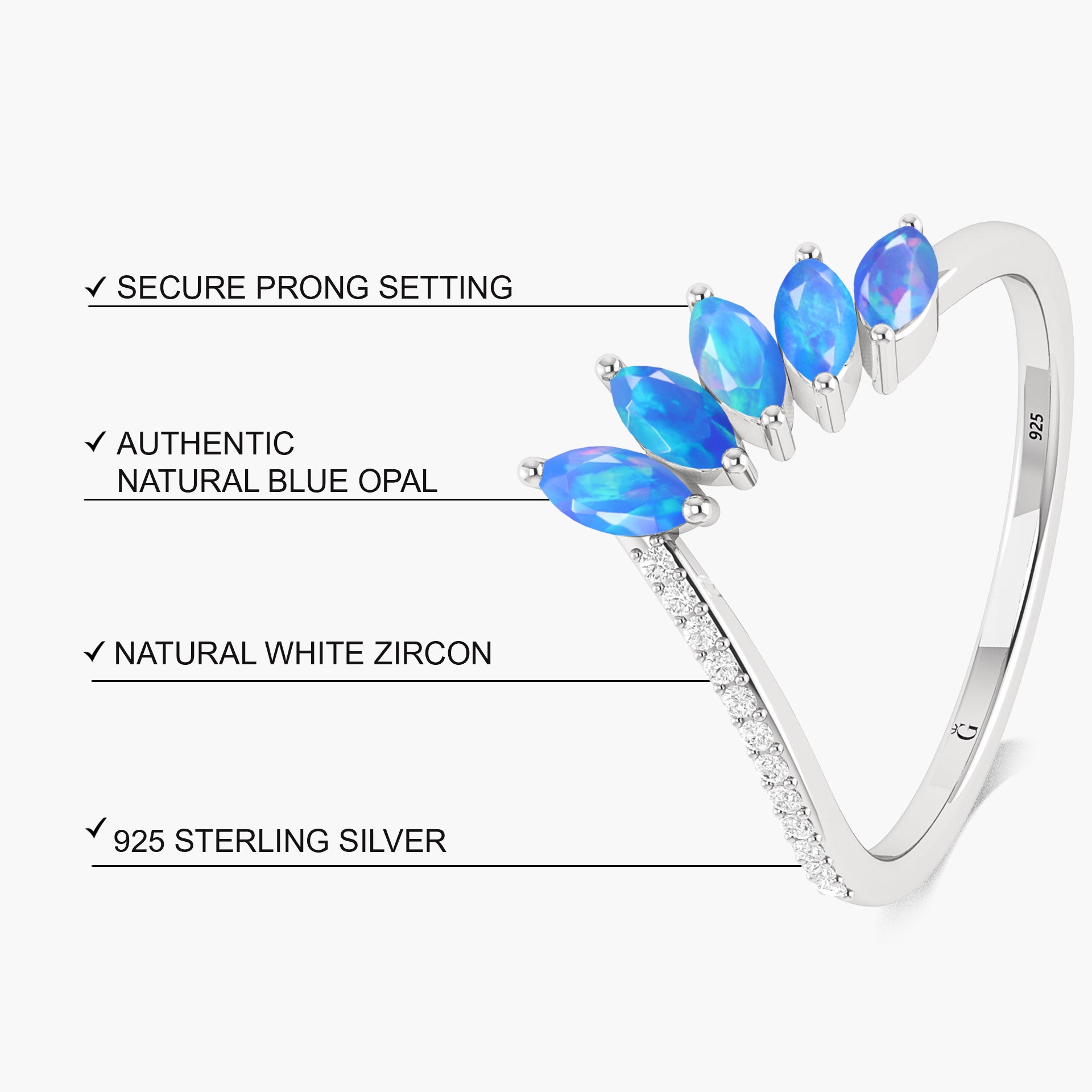 Natural Blue Fire Ethiopian Opal Statement Ring for Women | Elegant Handmade Jewelry for Weddings, Parties & Special Occasions