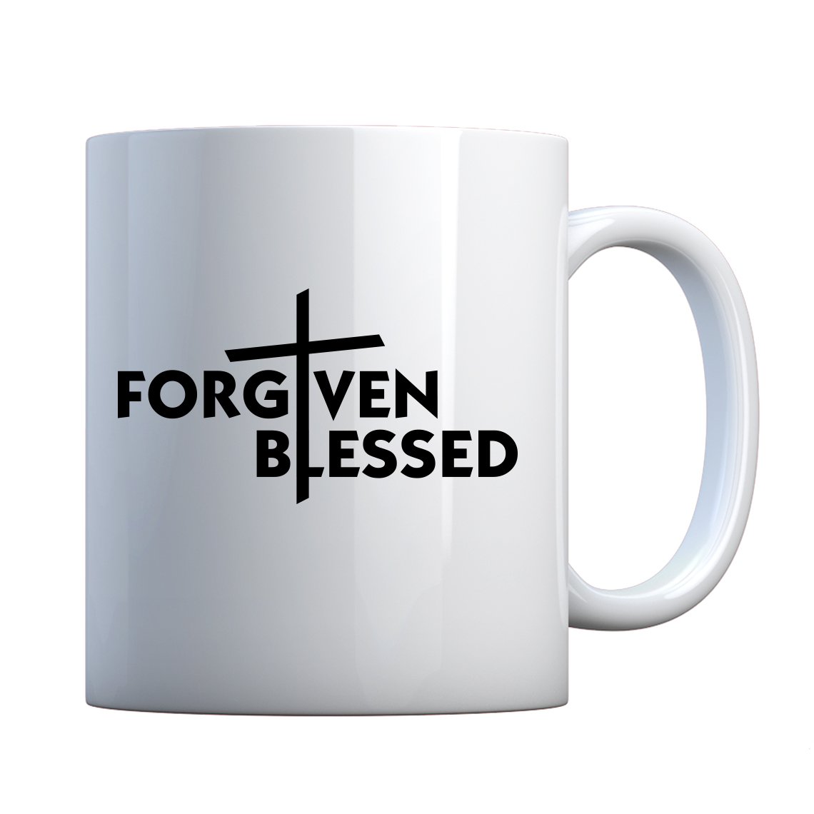Forgiven Blessed Cross 11oz Pearl White Ceramic Coffee Mug - Inspirational Christian Gift for Baptism, Confirmation & Daily Devotional Use