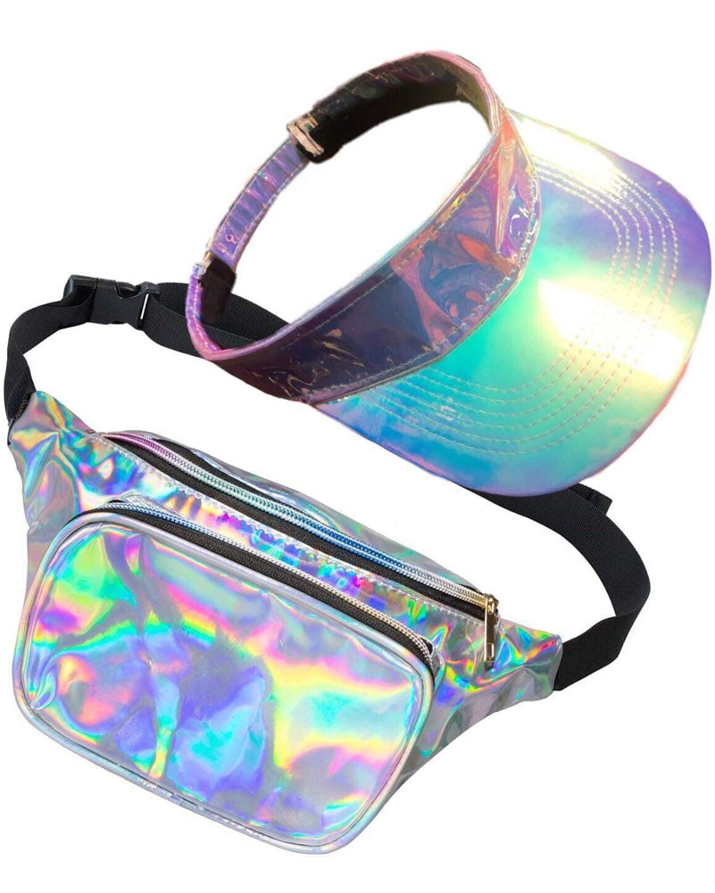 Vintage 80s Galaxy Print Fanny Pack and Bucket Hat Set - Retro Fashion Accessories for Women, Men, and Teens - Perfect for Concerts, Festivals, and Rave Outfits
