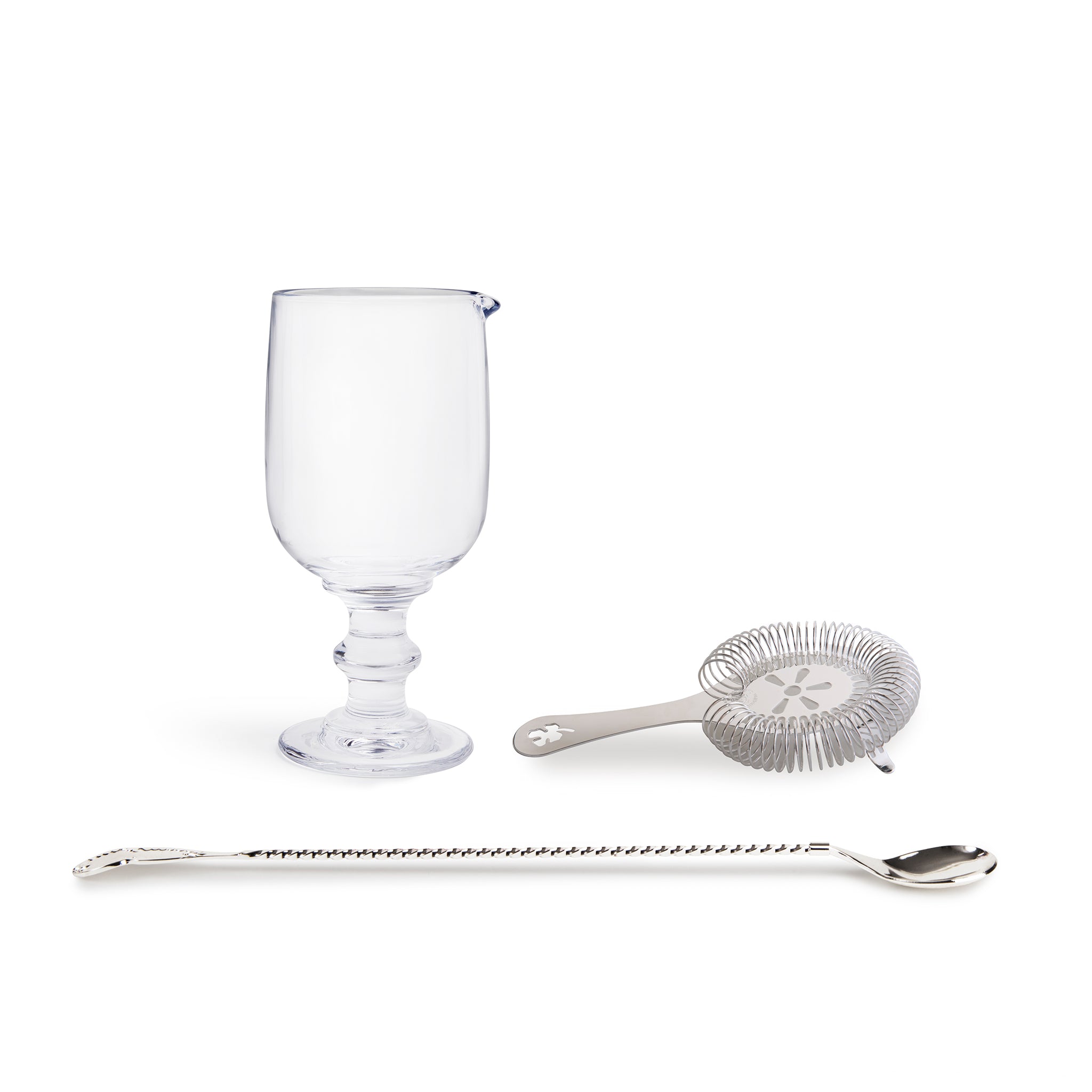 DAVID WONDRICH STIRRED SELECTION - Premium Clear Glass & Silver Plated EPNS Cocktail Stirring Set for Home Bar & Mixology