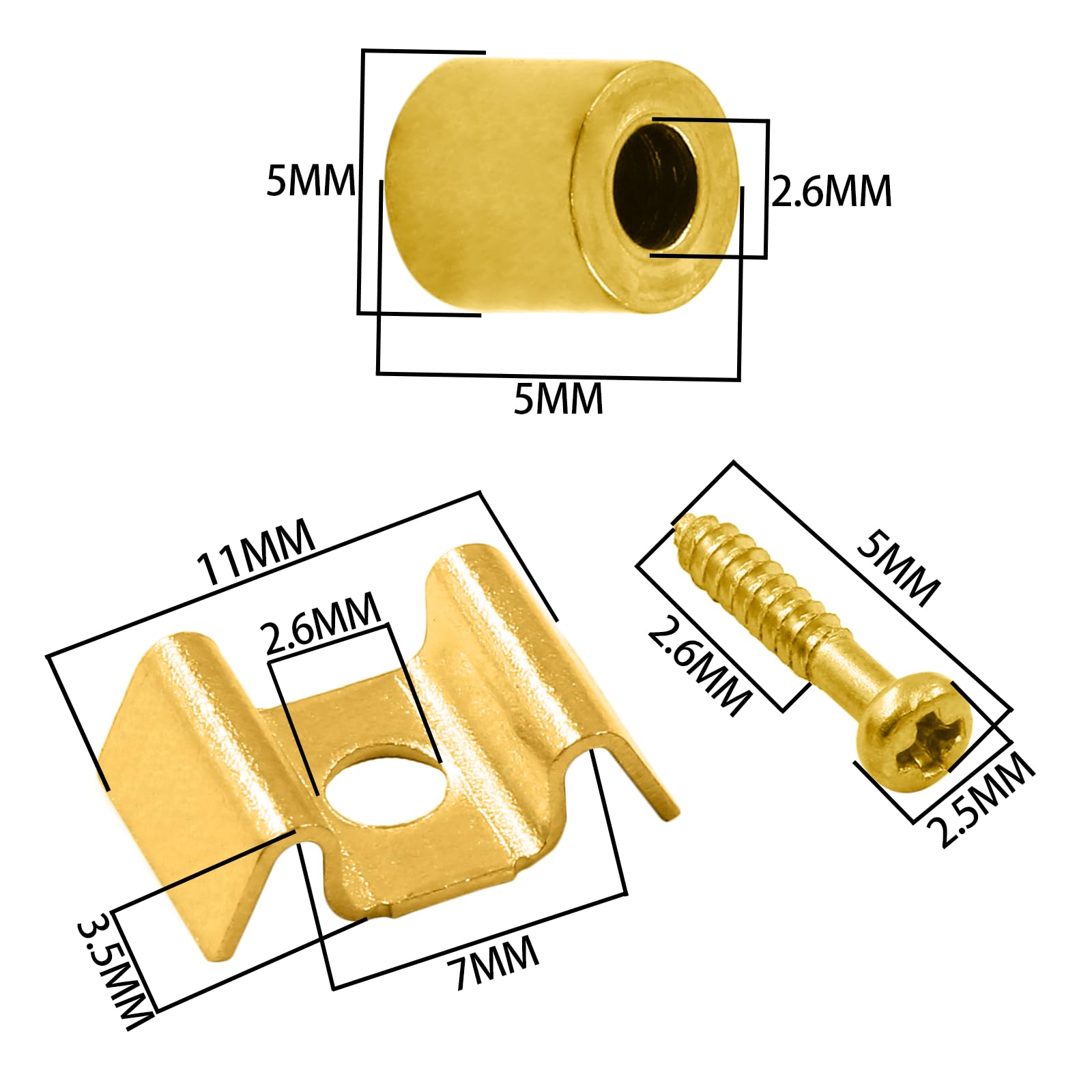 Hordion 4-Pack Gold Guitar String Trees & Retainers with Screws - Compatible with Fender Stratocaster Telecaster Bass - Premium Replacement Parts for Enhanced Tuning Stability - Perfect for Guitar Maintenance, Upgrades & DIY Repairs