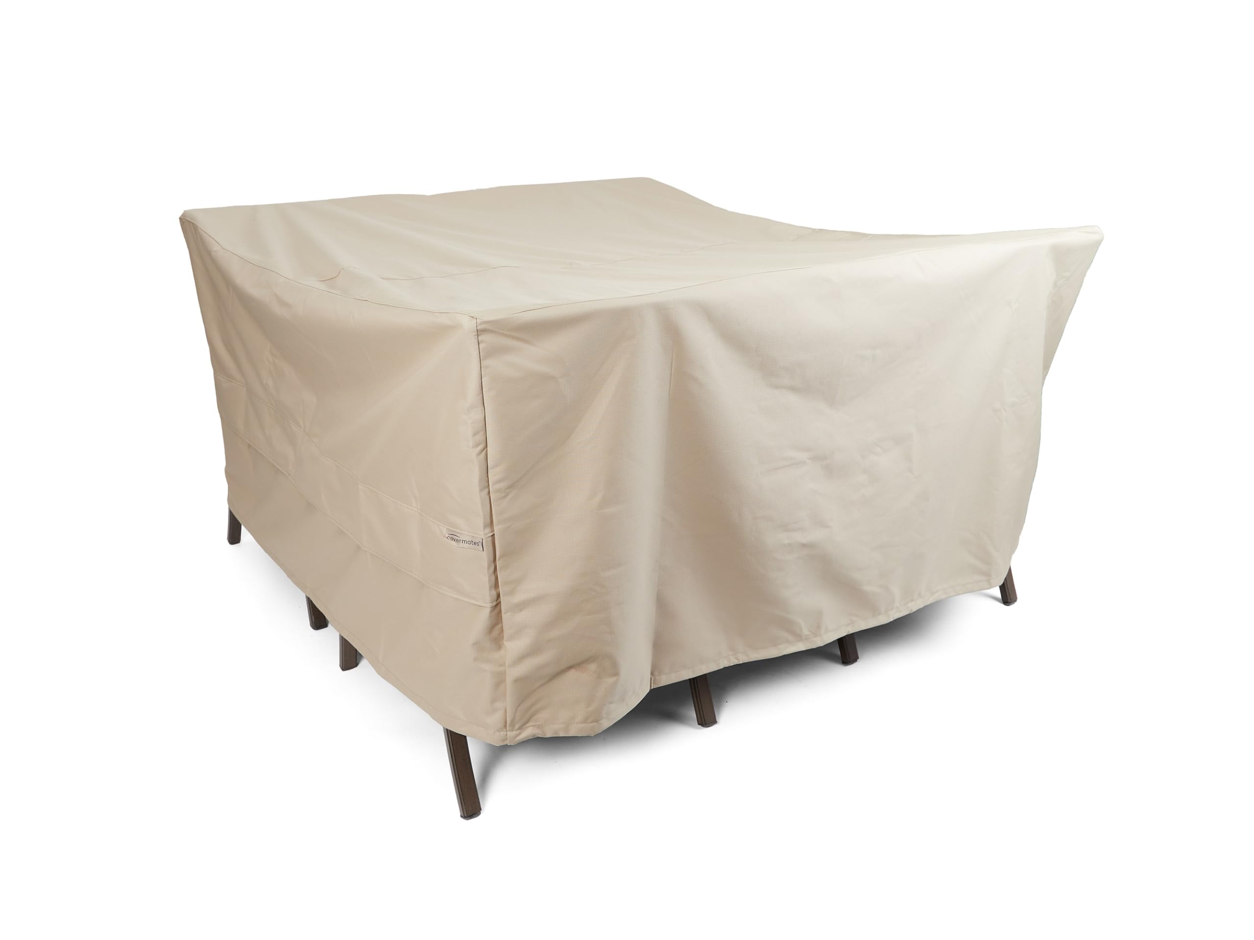 Heavy-Duty Square Dining Table and Chair Cover Set - 66x66x30 Inches Weatherproof Polyester with Drawcord Hem, Ripstop Tan - Perfect for Outdoor Patio, Garden, and Poolside Furniture Protection