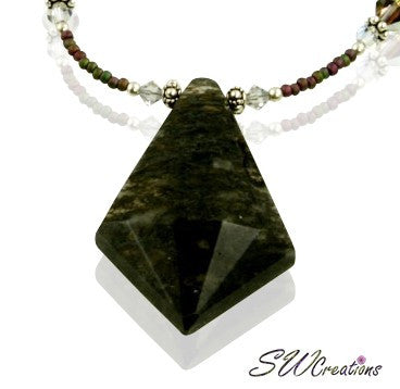 Natural Moss Agate Volcano Crystal Silver Pendant Necklace for Women - Spiritual Healing Jewelry for Meditation, Yoga & Energy Balancing
