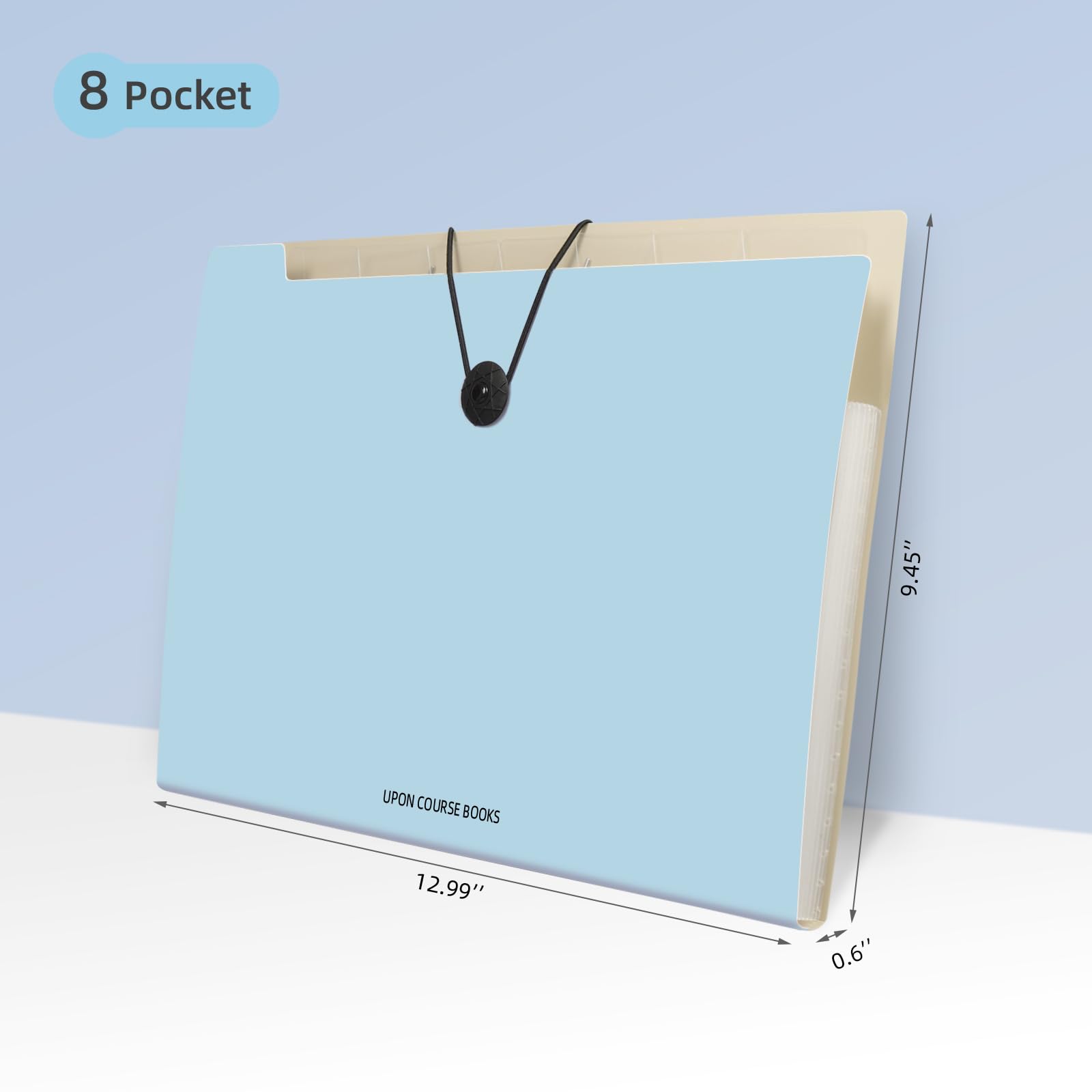 Tuhangcc 8-Pocket Expanding File Folder - Accordion Document Organizer with Labels for Letter & A4 Size Papers - Heavy Duty Receipt Bill Organizer for Home, School, Office Supplies (Sky Blue) - Perfect for Tax Documents, School Projects & Office Filing