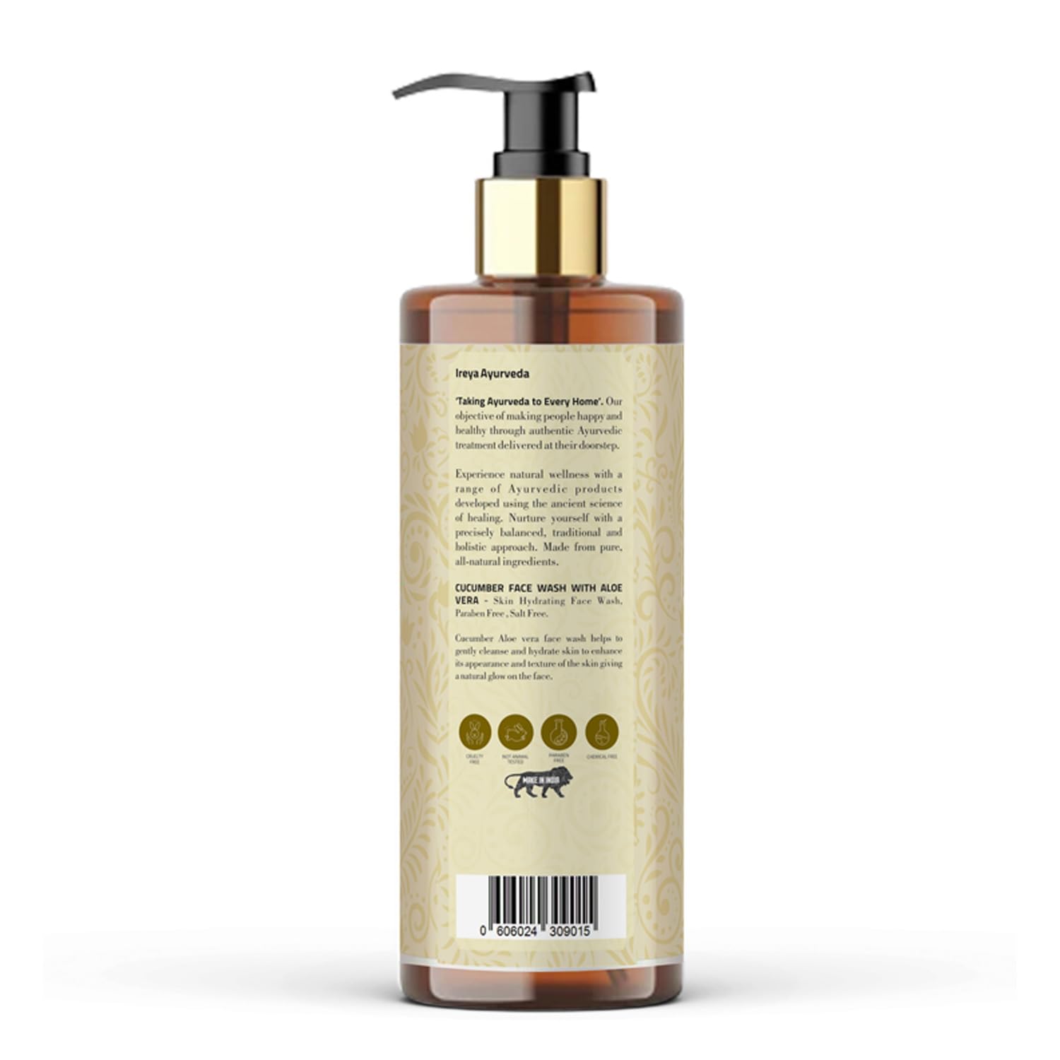 Cucumber Aloe Vera Face Wash 200ml - Natural & Vegan Facial Cleanser for Men & Women - With Cucumber Extract & Aloe Vera Gel - Pure, Cruelty-Free Skincare by Ireya Ayurveda - Perfect for Daily Cleansing & Hydration