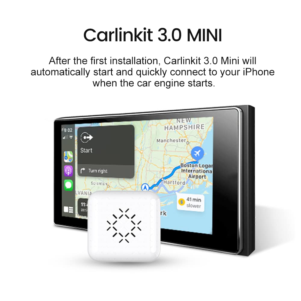 CarlinKit 3.0 Mini 2025 Wireless CarPlay Adapter - Convert Wired to Wireless CarPlay for iPhone iOS 10+ | Compatible with All Factory Wired CarPlay Cars | Plug & Play Auto Connection | Perfect for Commuting, Road Trips & Hands-Free Driving (White)