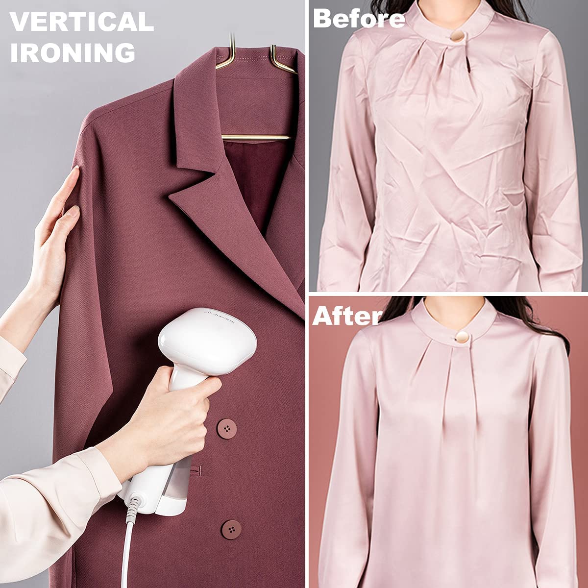 Mioduro Handheld Clothes Steamer - 1400W Portable Garment Steamer with 250ml Tank for Vertical & Horizontal Steaming | Fast Heat-up & Wrinkle Removal | Perfect for Travel, Home Use & Quick Outfit Refresh