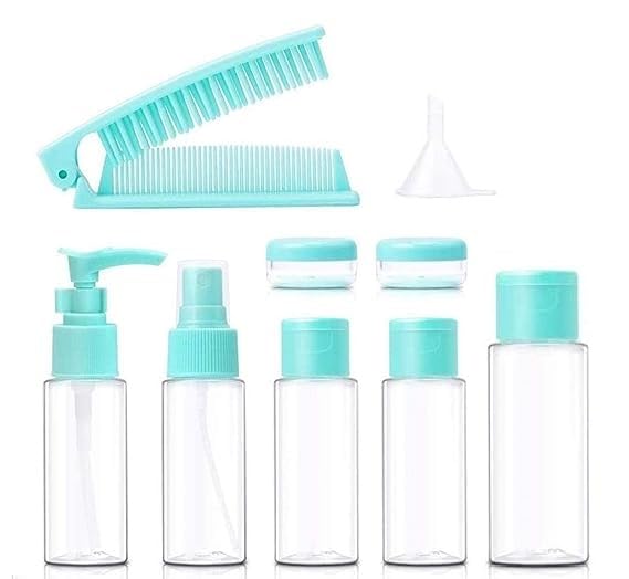 **Brigand 9-Piece Leak-Proof Travel Cosmetic Pouch Set | Refillable Squeeze Bottles for Toiletries, Skincare & Makeup | Perfect for Air Travel, Gym, Camping & Daily Use (Green)**