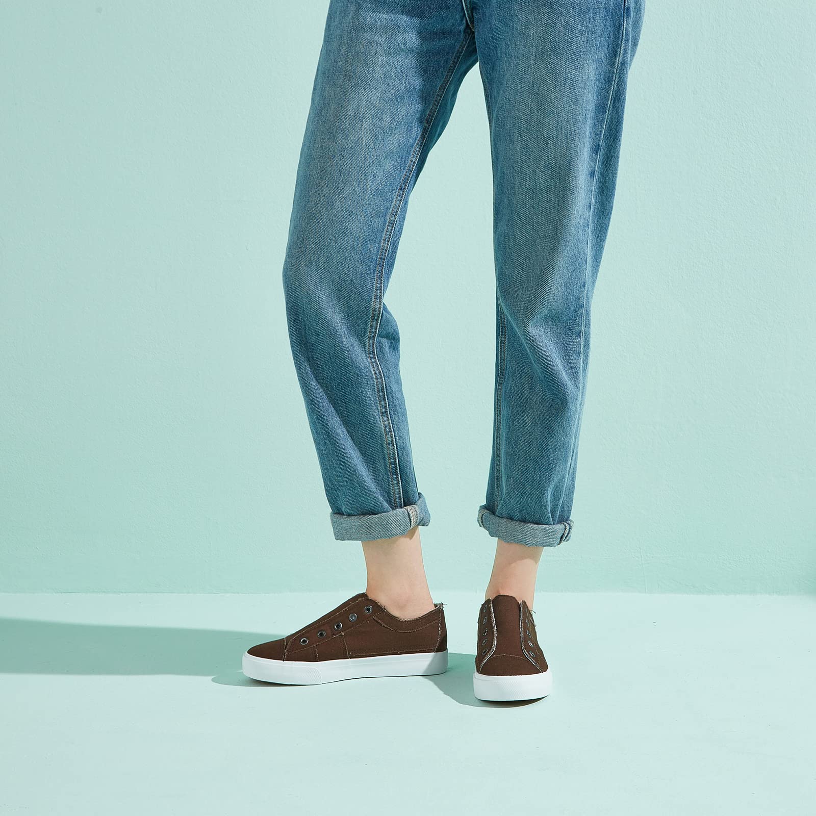 Women's Slip-On Non-Slip Canvas Sneakers - Comfortable Low Top Casual Shoes for Walking, Travel & Everyday Wear