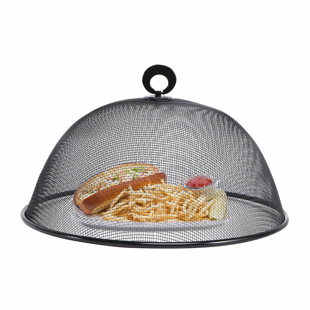 Cuisinox Black Mesh Food Cover Round - Stainless Steel Mesh Food Dome for Outdoor Picnics, BBQs, and Kitchen Use - Keeps Bugs Away from Food
