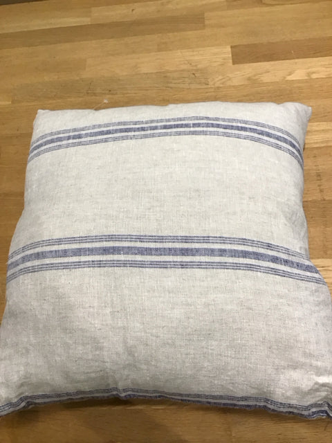 Premium Grey & Blue Striped Linen Fabric - Soft Breathable Material for Summer Dresses, Curtains & Home Decor