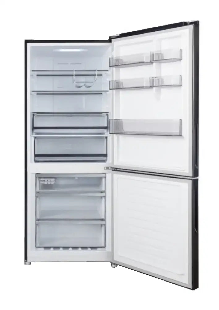 CHiQ CBM395NBS6E 396L Bottom Mount Refrigerator - Energy Efficient Black Steel Freezer for Kitchen, Home & Office Use