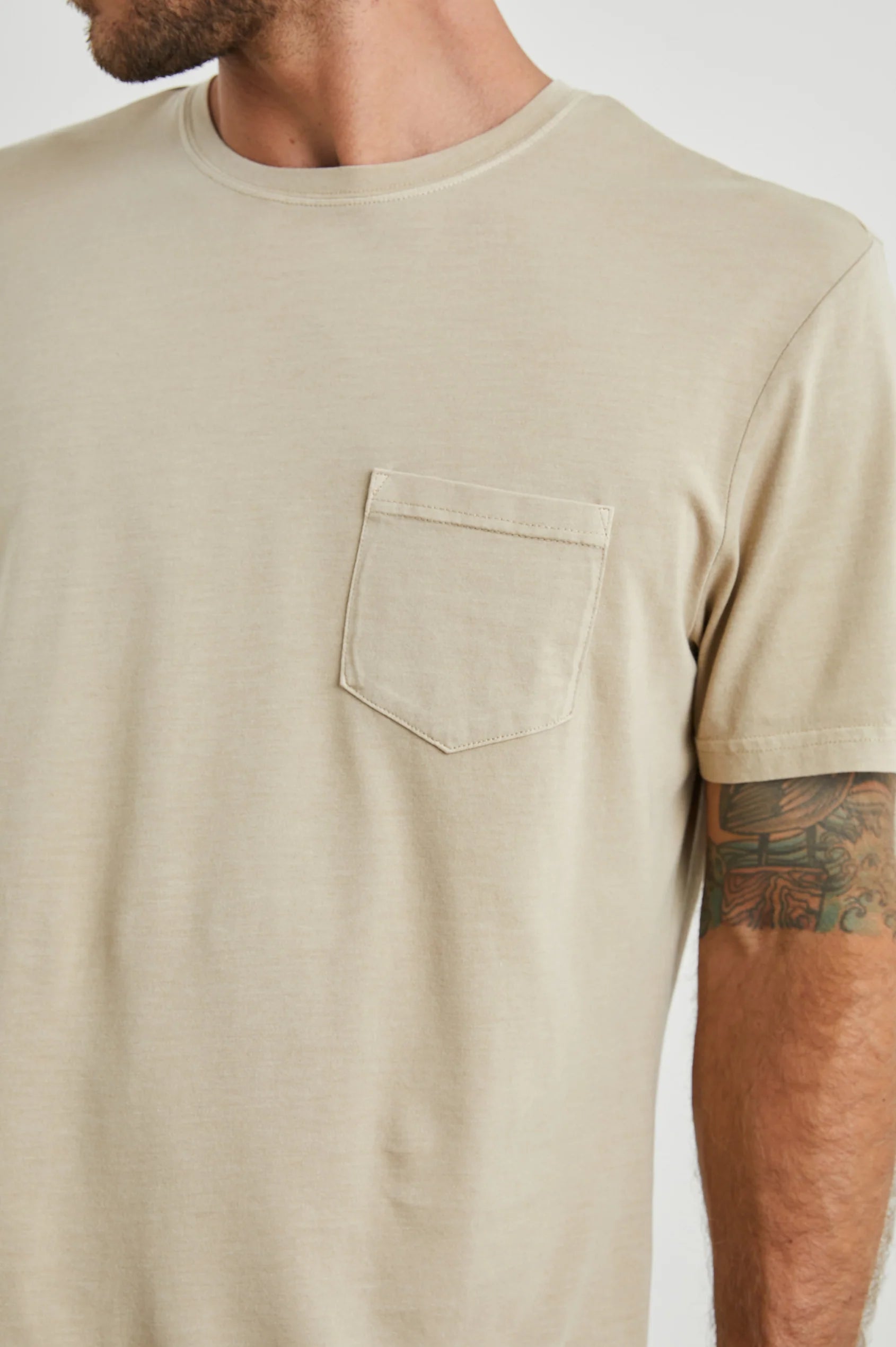 Johnny Pocket T-Shirt for Men | Soft Cotton Crewneck Tee in Desert Sand | Casual Wear & Layering Essential