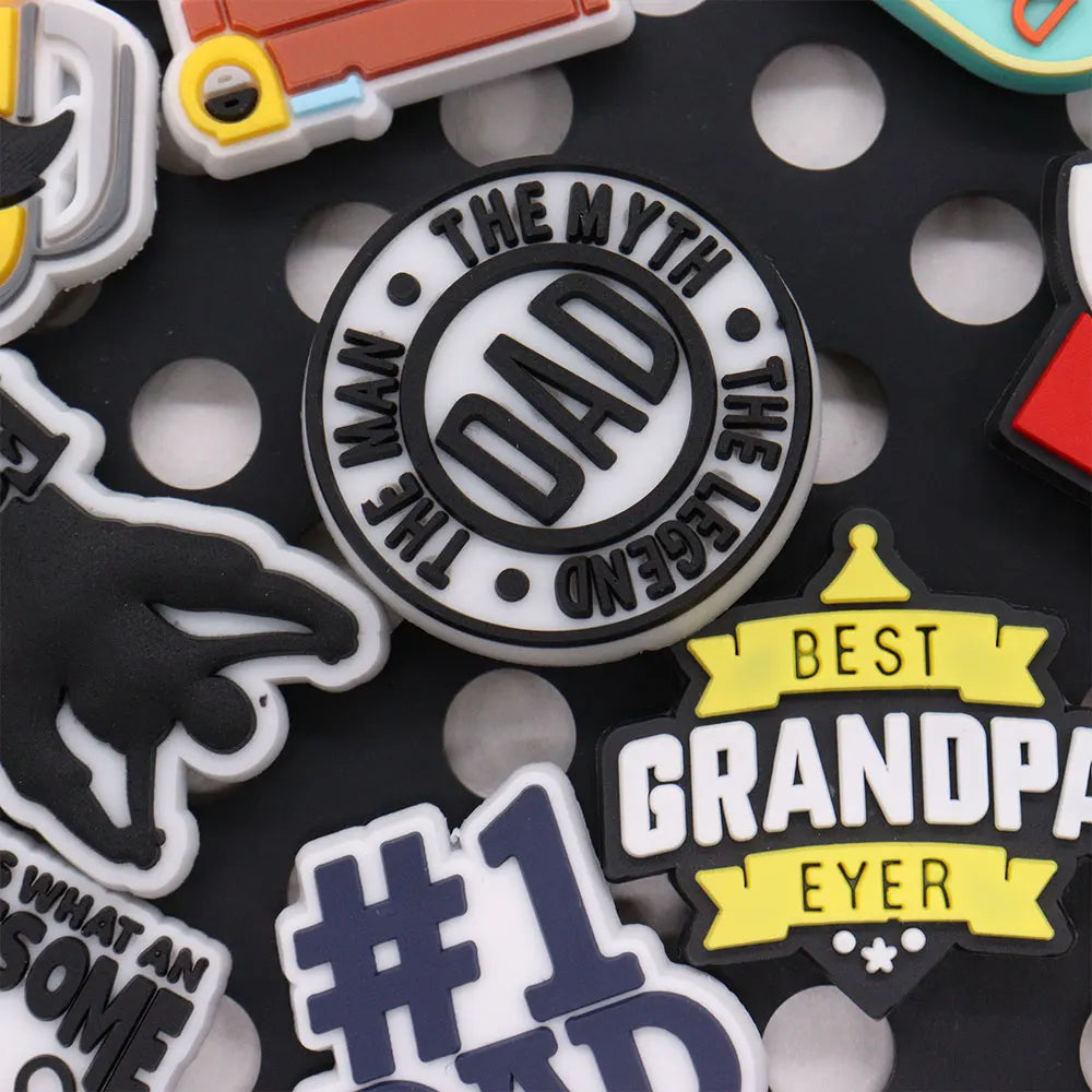 1Pcs I Love Papa Slippers PVC Shoe Button Charms - Best Dad Clog Accessories for DIY, Man Phone Case - Perfect Father's Day Gift for Dad, Husband, Grandfather - Home, Office & Casual Wear