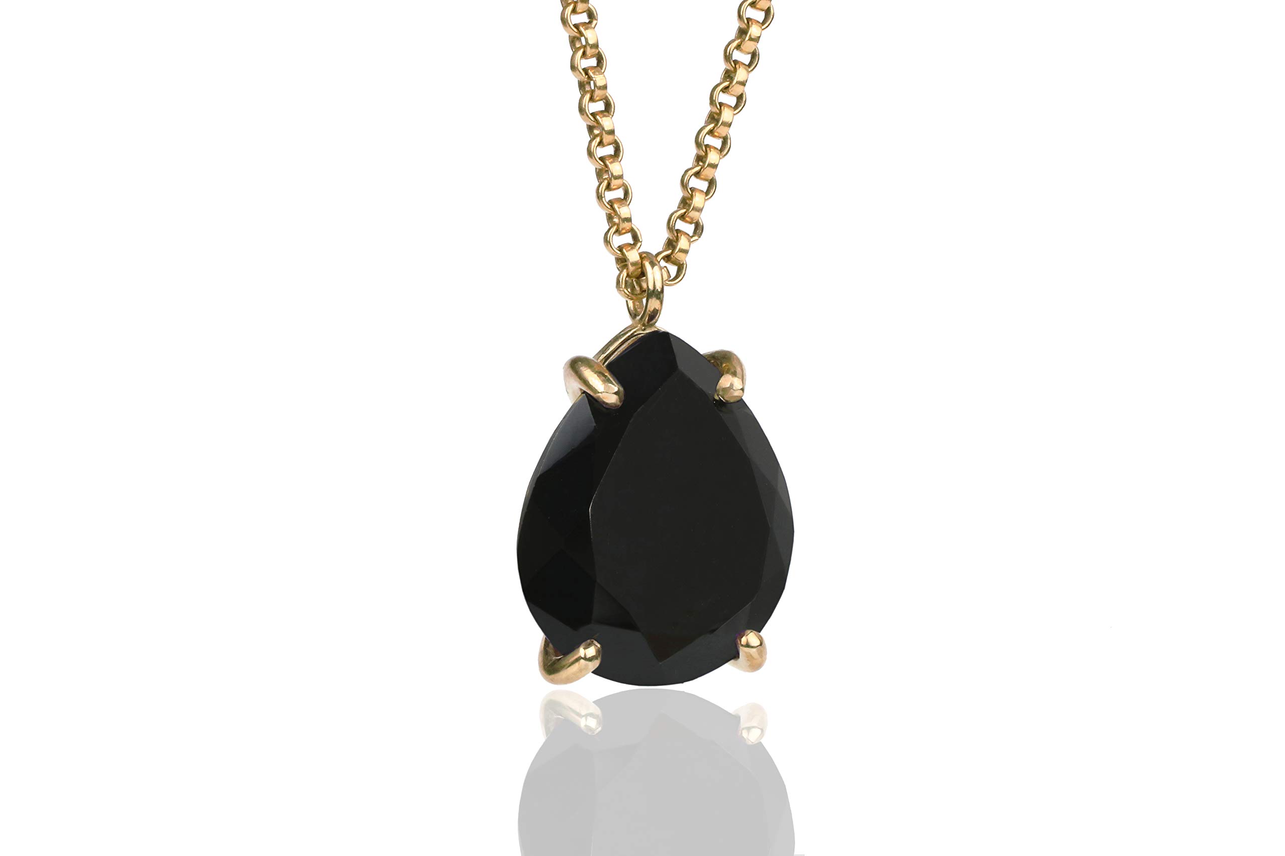14k Gold Black Onyx Pendant Necklace for Women - Handcrafted Long Statement Necklace with Natural Gemstone - Elegant Bohemian Jewelry for Fashion, Gifts, Bridal & Everyday Wear