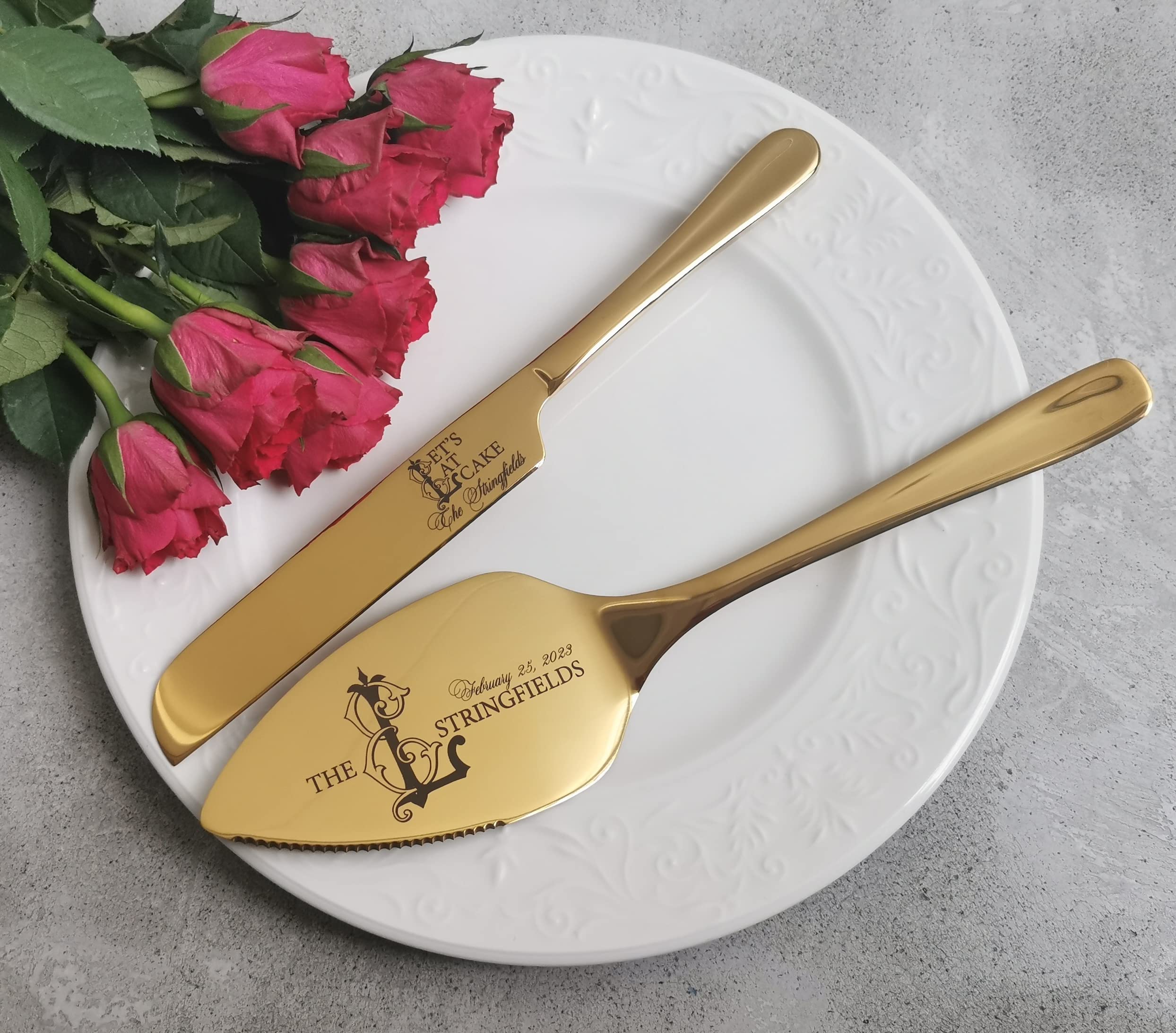 Personalized Wedding Cake Serving Set - Custom Engraved Stainless Steel Pie Cutting Tools with Knife & Forks (2-Piece Silver Set) - Perfect for Anniversaries, Birthdays, Bridal Showers & Wedding Keepsake Gifts - Ideal for Cake Cutting Ceremonies, Dessert Serving & Special Occasion Celebrations