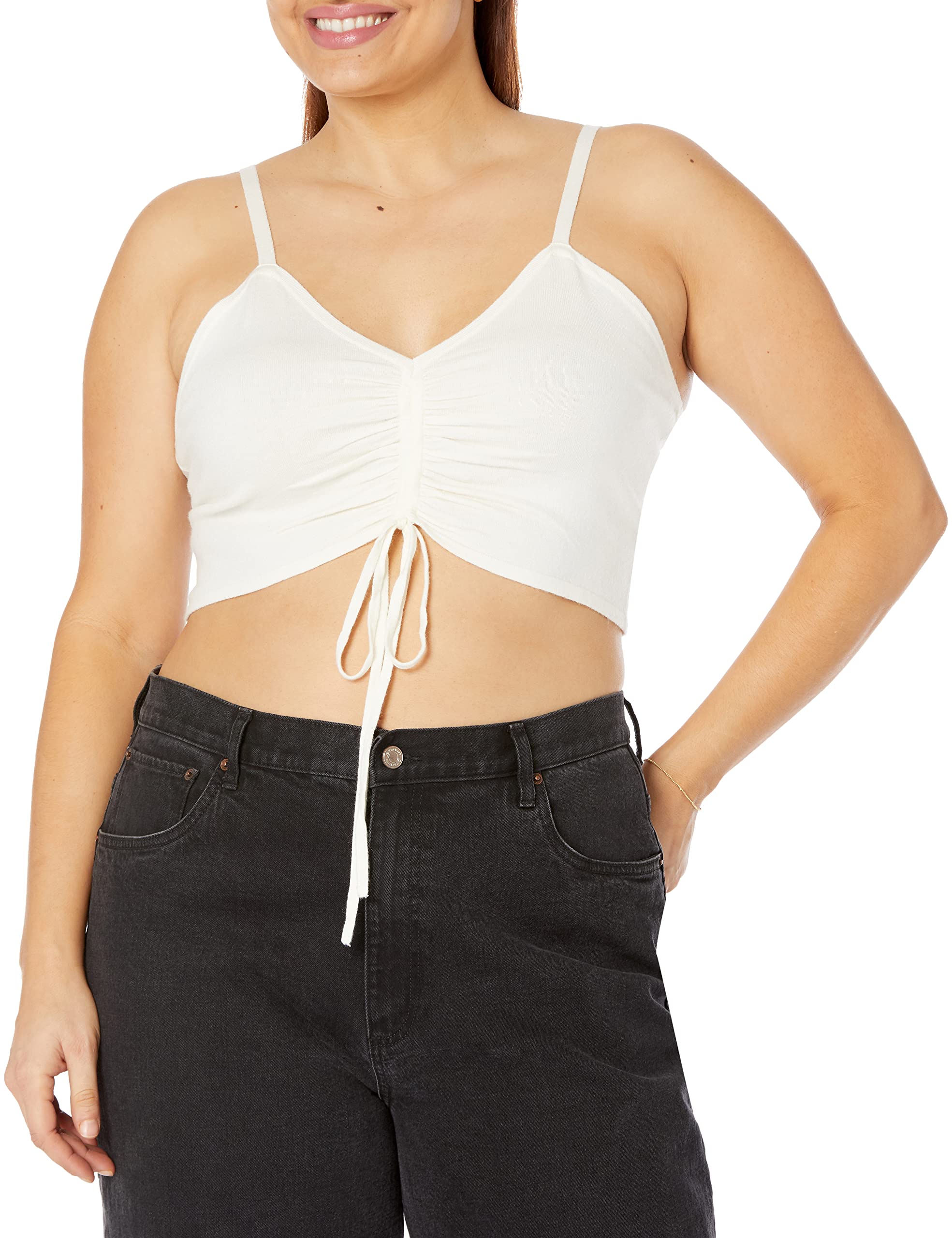The Drop Women's Raquel Cinched Cropped Sweater Cami Top | Sexy Casual & Layering Piece for Date Night, Girls Night Out & Fall Outfits
