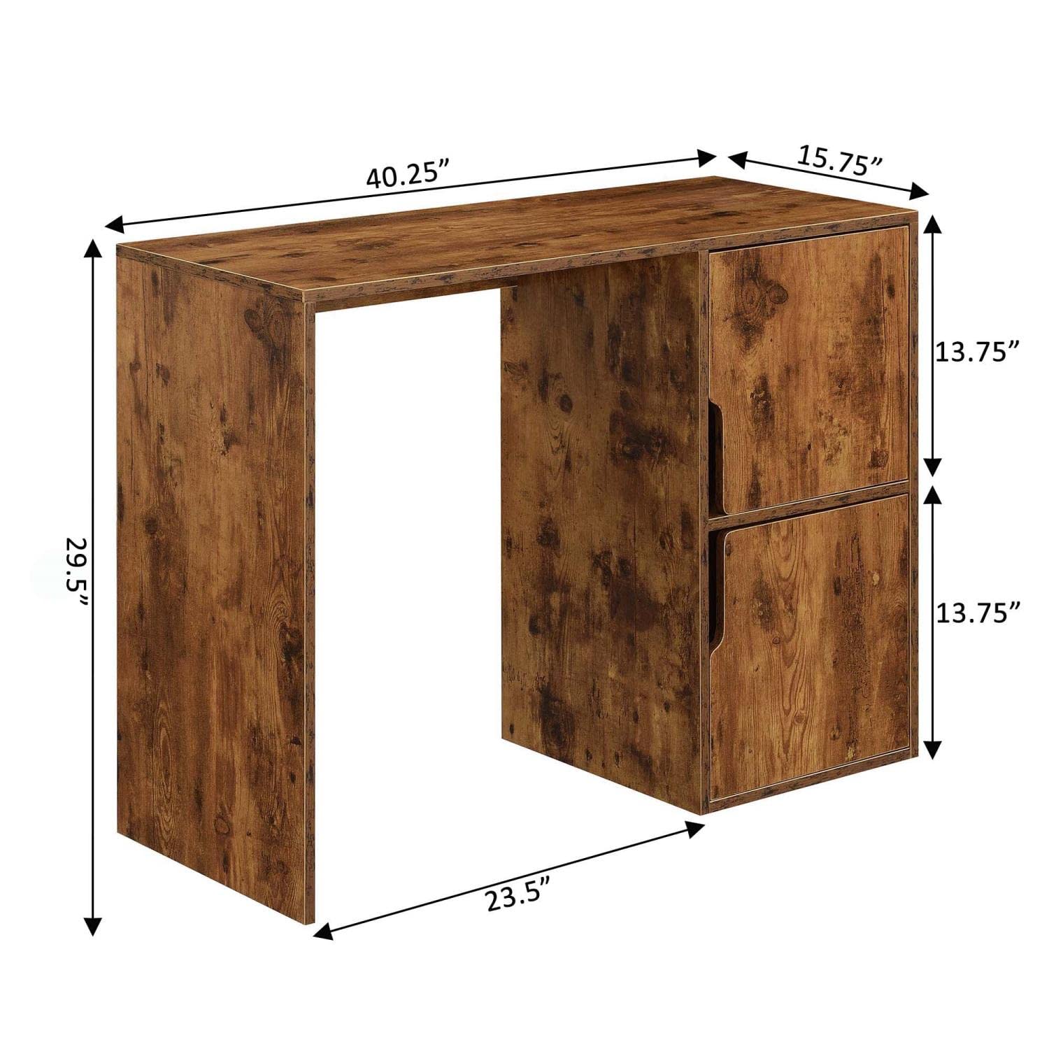 Convenience Concepts Designs2Go Student Desk with Storage Cabinets - Barnwood Finish Study Desk for Home Office, Dorm Room & Small Spaces - Perfect for Remote Learning & Work from Home