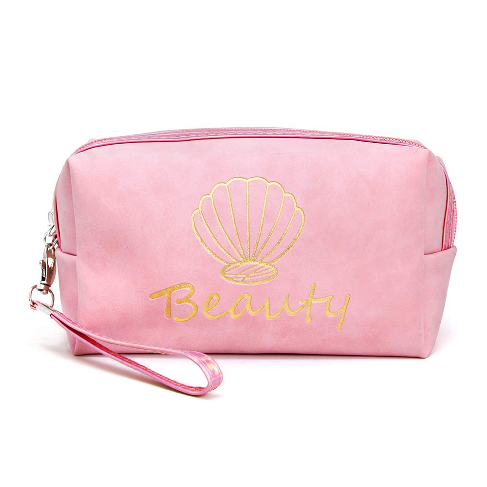 Portable Makeup Case for Women - Small Cosmetic Bag with Zipper, Travel Organizer Purse & Wristlet (Beauty Pink) - Perfect for Travel, Gym, and Everyday Essentials