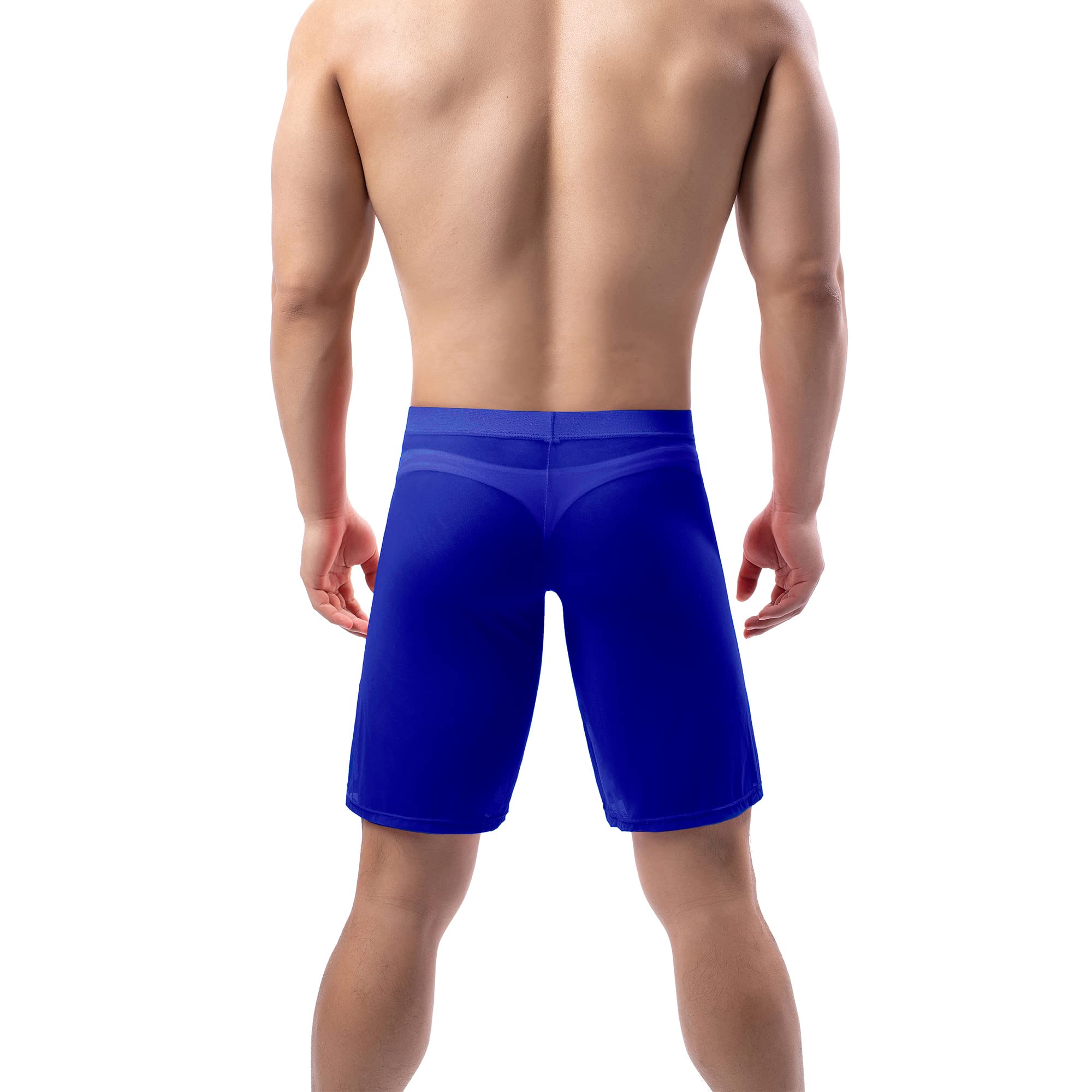 QiaTi Men's Mesh Boxer Shorts - Breathable See-Through Loose Lounge Underwear & Pajama Shorts for Sleepwear, Gym, and Summer Comfort