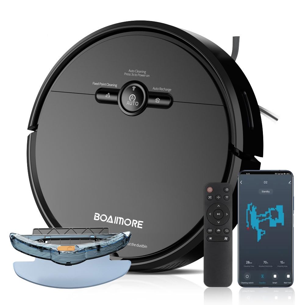 D2 Robot Vacuum Cleaner with Strong Suction - 120 Min Runtime, Slim & Quiet, Auto Self-Charging, Wi-Fi/App/Alexa Control - Perfect for Pet Hair, Hard Floors & Daily Home Cleaning (Ideal for Living Rooms, Bedrooms & Offices)
