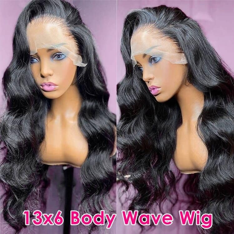 Pizazz 13x6 HD Lace Front Wigs Human Hair - Pre Plucked 180% Density Brazilian Body Wave Frontal Wig with Baby Hair & Natural Hairline - 18 Inch Natural Black Color for Daily Wear, Parties & Special Occasions