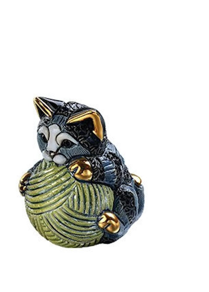 Adorable Baby Kitten Playing with Yarn Ball Figurine - Perfect Cat Lover Gift & Home Decor for Shelves, Desks, and Nurseries