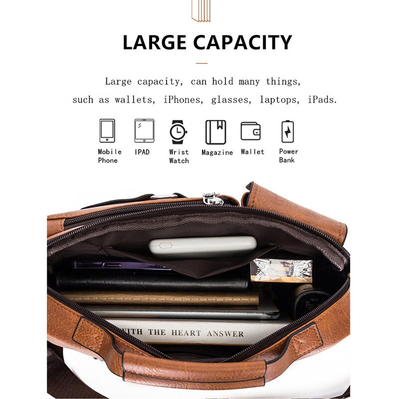 Men's PU Leather Shoulder Bag - Stylish Crossbody Messenger Bag for Work, Travel & Daily Use
