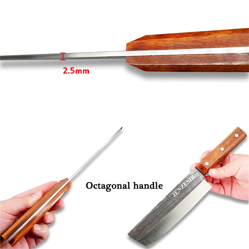 Handmade Forged Nakiri Knife - Ultra Sharp 7 Inch Japanese Chef Knife | 8Cr13MoV Steel Professional Kitchen Cleaver | Multipurpose Gyuto Knife for Home & Restaurant Use | Perfect for Chopping Vegetables, Slicing Meat & Food Prep