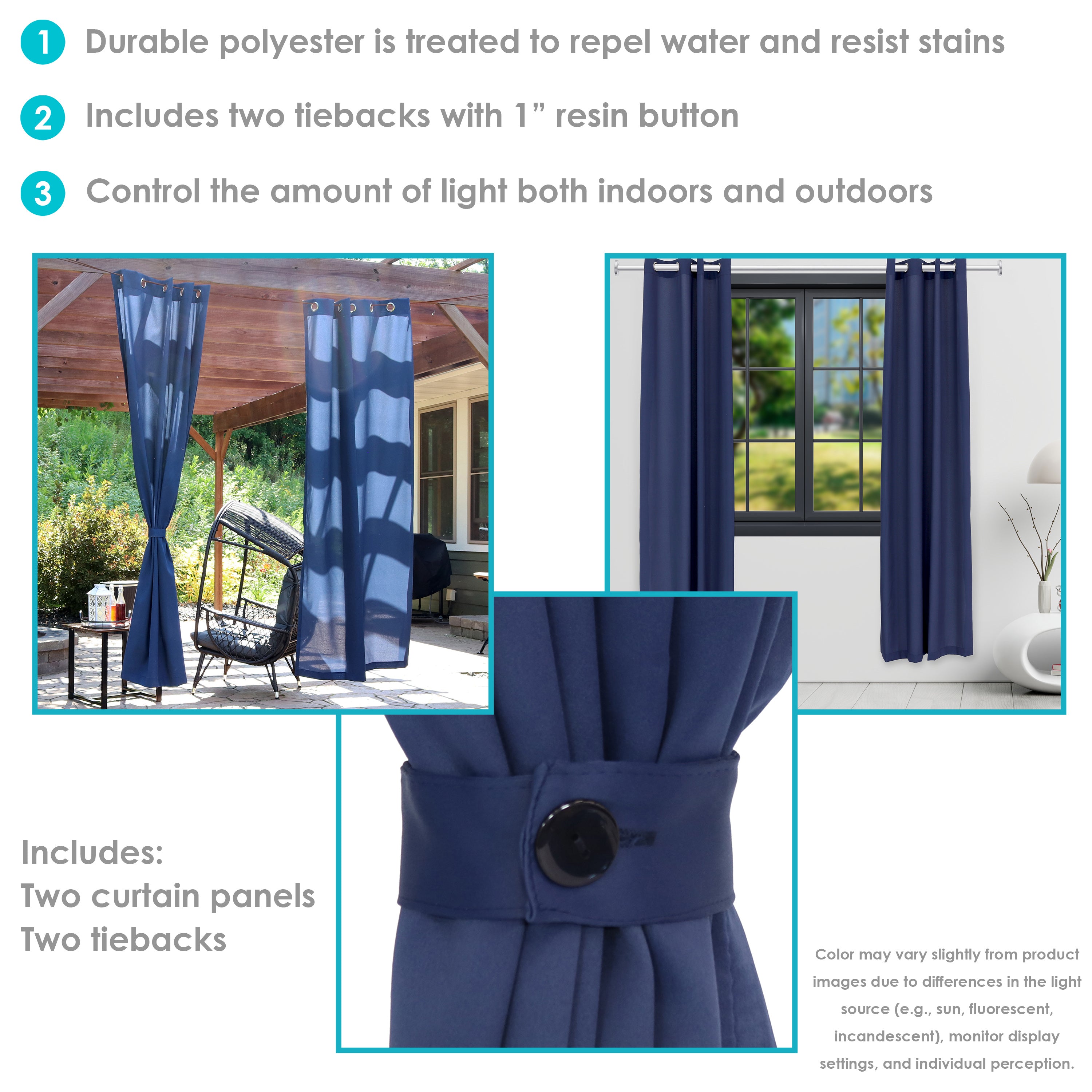 Stylish Sunnydaze Outdoor Curtain Panels for Patio, Deck & Porch - Water-Resistant & UV-Protected Contemporary Design