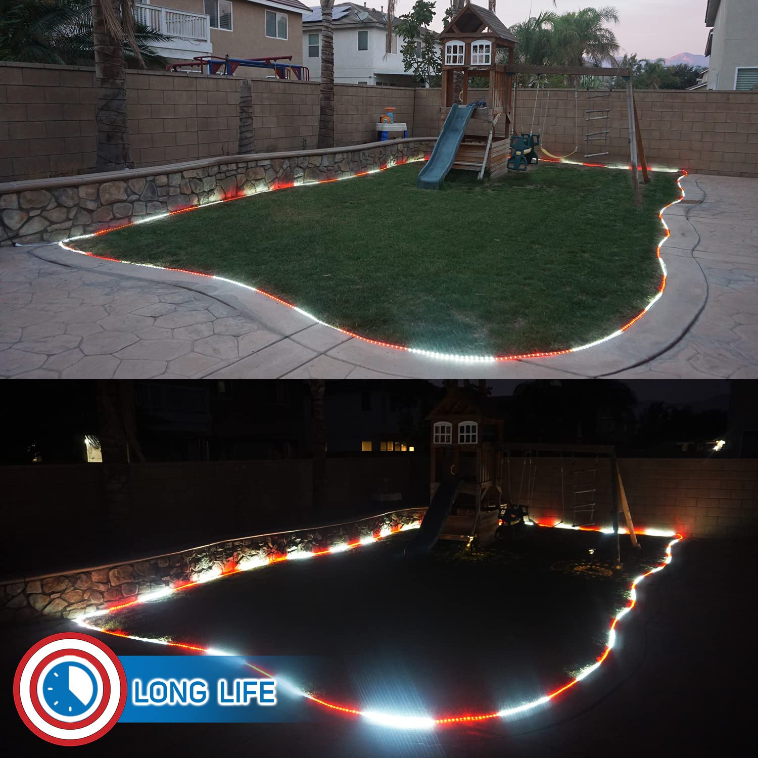 Russell Decor 50ft/540 LED Rope Lights - Waterproof Outdoor String Lights for Christmas, Party, Patio, Trees, Deck - Flexible Connectable Holiday Lighting (Red & White) - Perfect for Backyard, Garden, Wedding & Festive Decorations