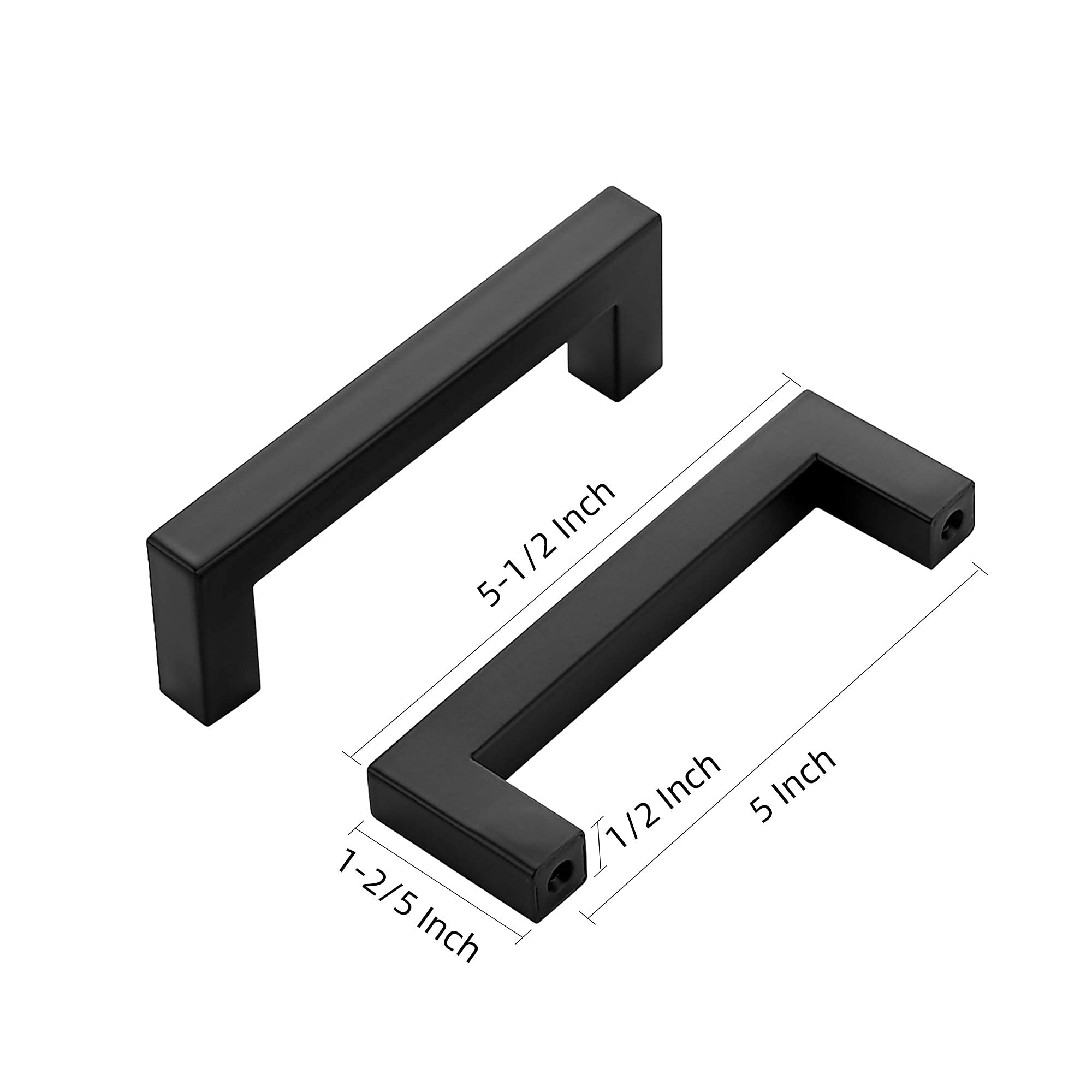 30 Pack 5 Inch Black Cabinet Pulls & 10 Pack 5 Inch Square Cabinet Handles - Matte Black Kitchen Cabinet Hardware for Drawers and Doors - Perfect for Home Renovation, DIY Projects, and Furniture Upgrade