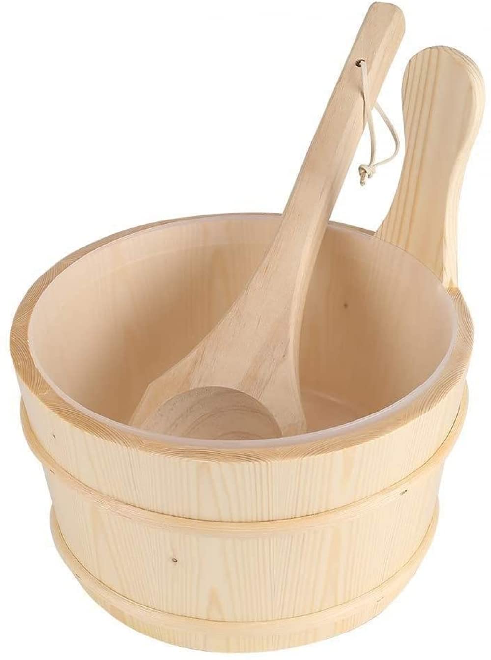Handmade Wooden Sauna Bucket and Ladle Set with Liner - Premium Steam Room & Bath Accessories for Relaxation, Spa Day, and Home Sauna Therapy