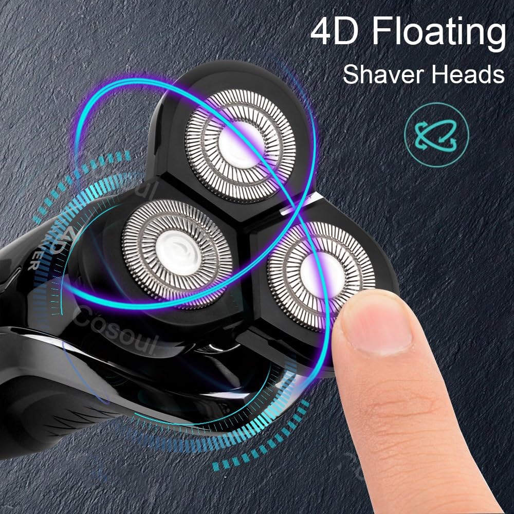 Electric Head Shaver for Bald Men - Rechargeable Waterproof Beard Trimmer & Shaving Machine for Smooth Shave - Perfect for Travel, Gym & Daily Grooming (With Box)